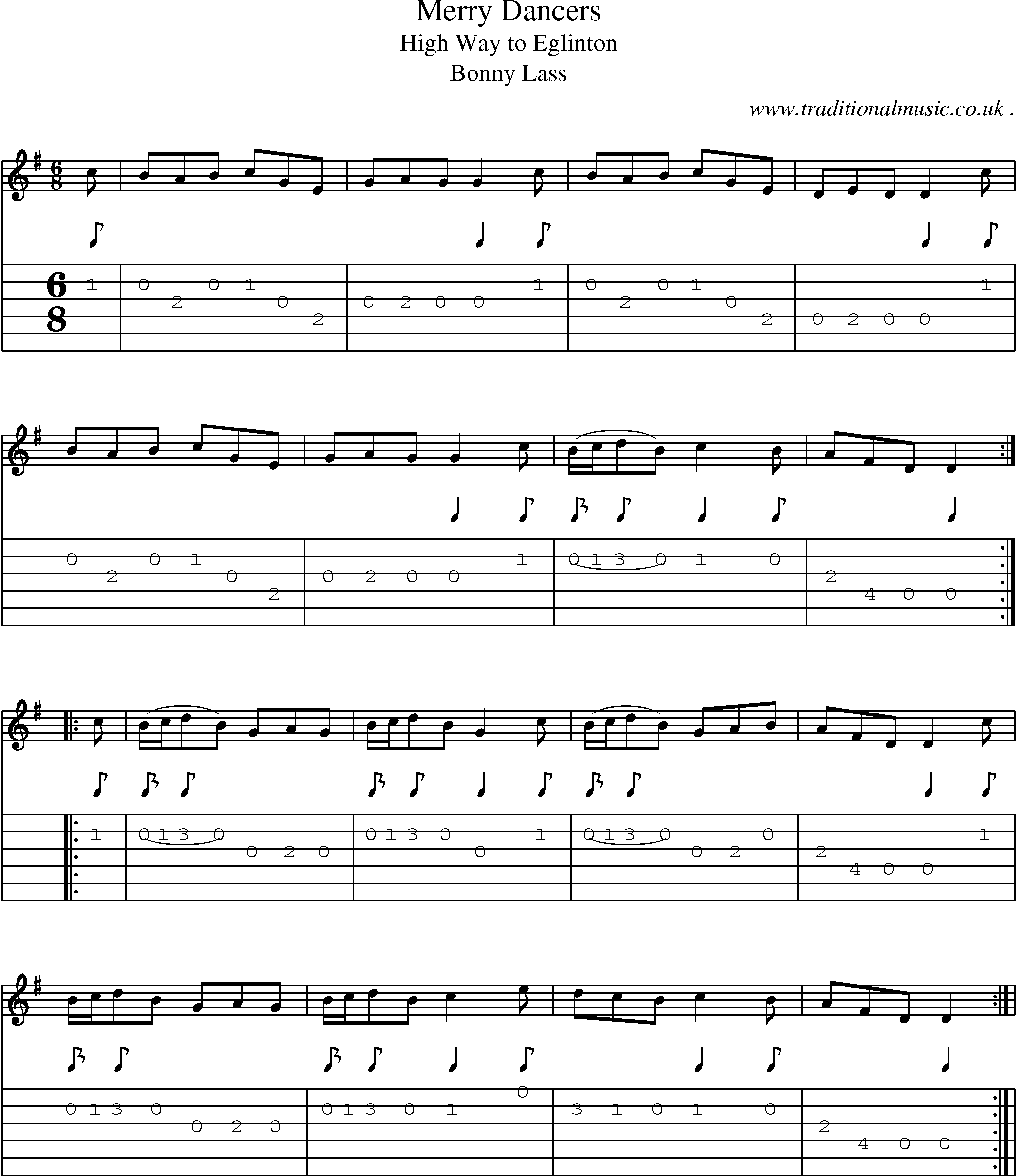 Sheet-Music and Guitar Tabs for Merry Dancers