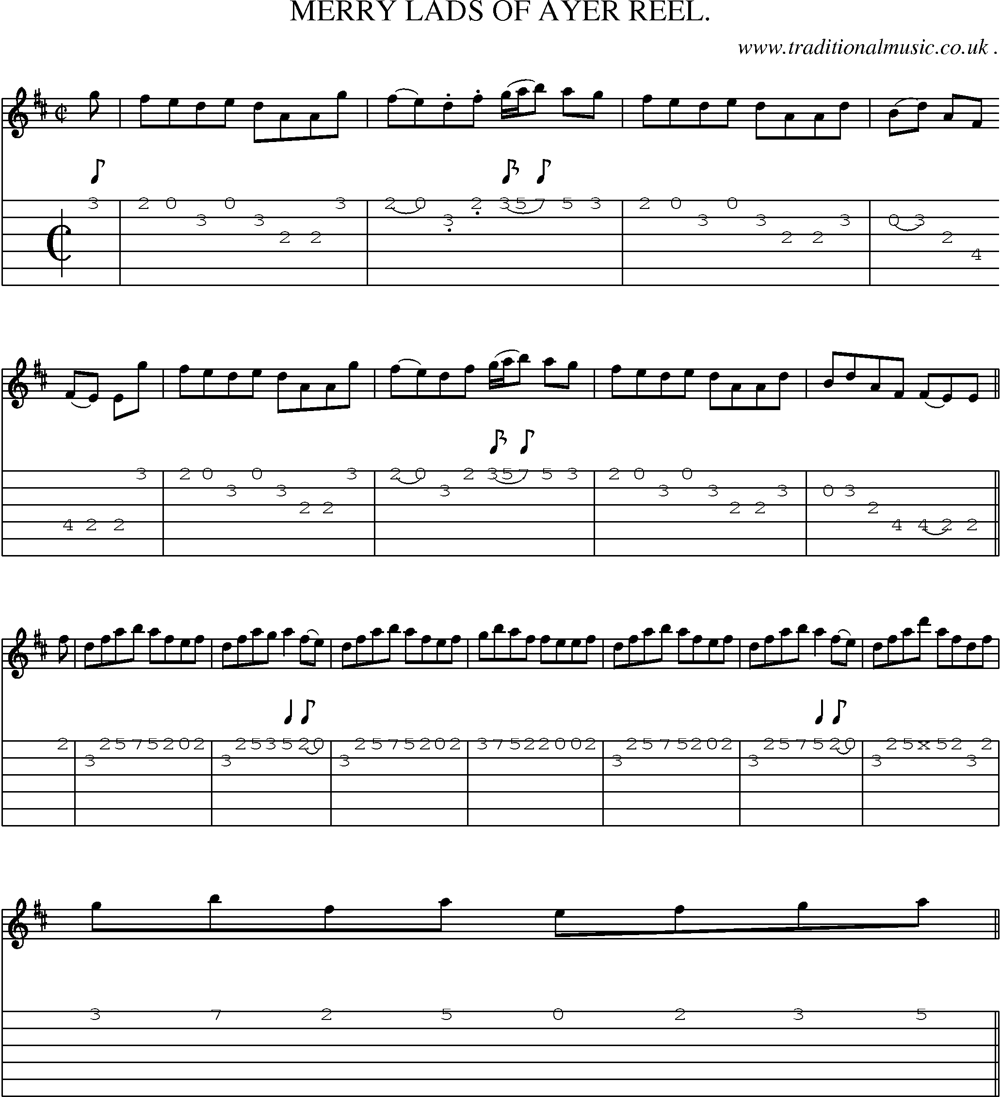 Sheet-Music and Guitar Tabs for Merry Lads Of Ayer Reel