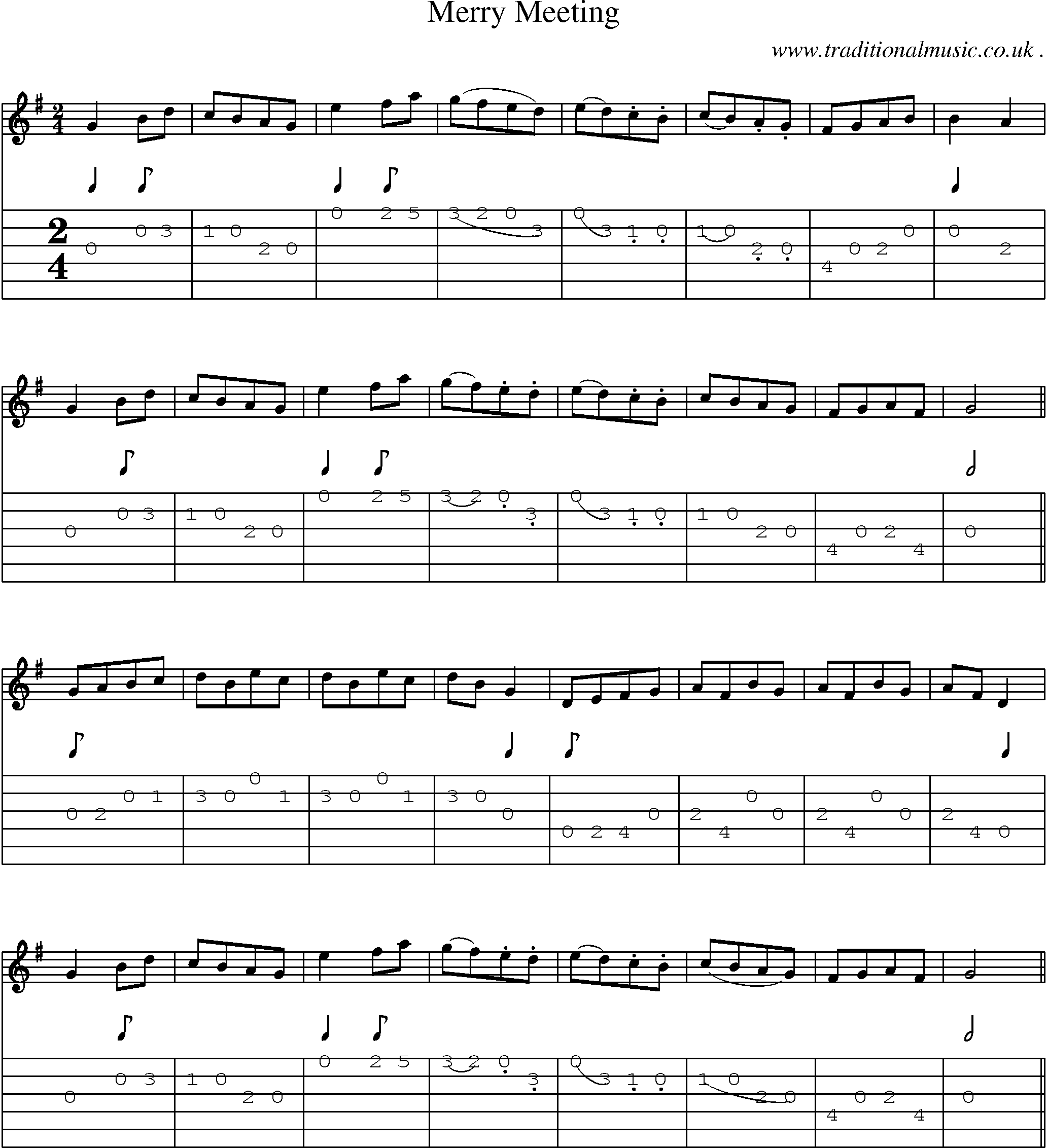 Sheet-Music and Guitar Tabs for Merry Meeting