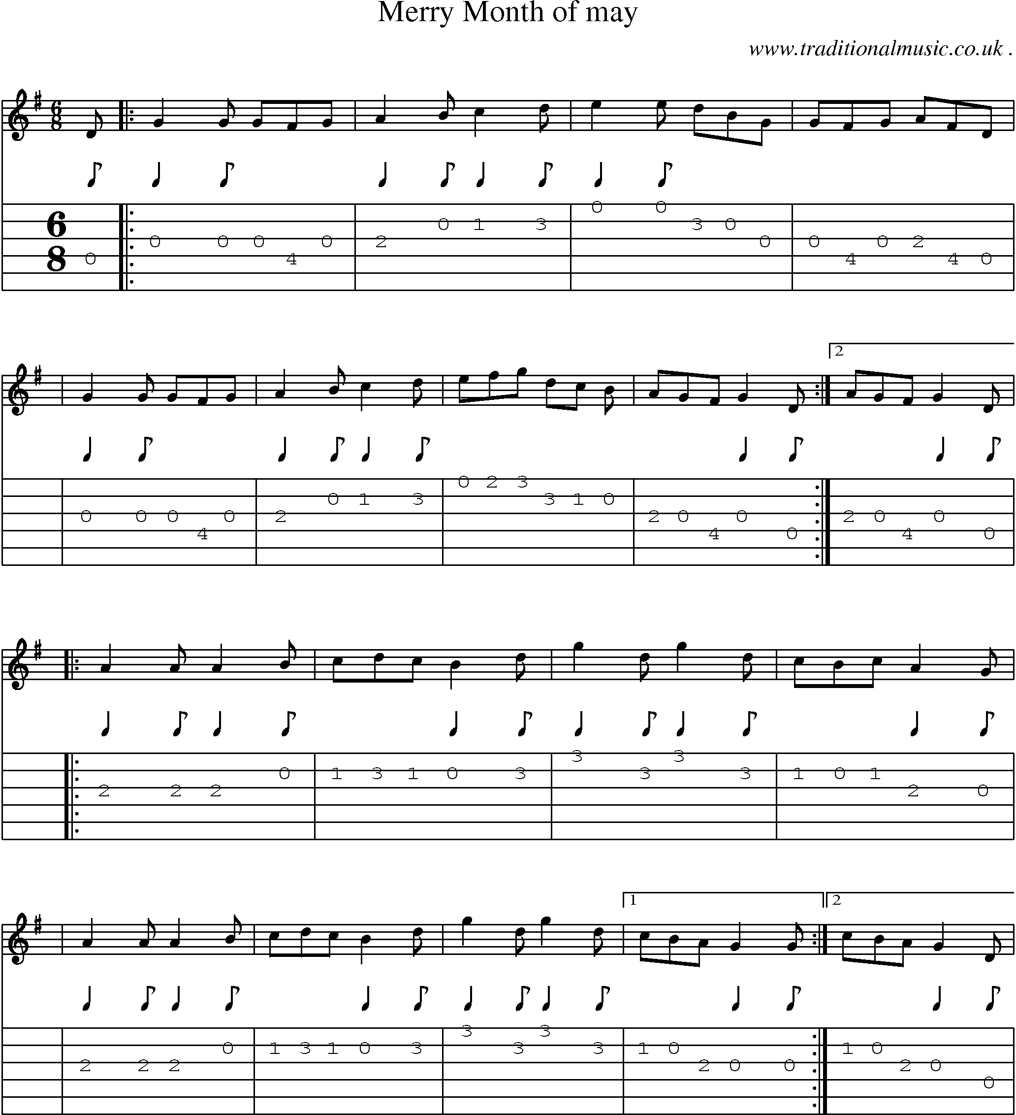 Sheet-Music and Guitar Tabs for Merry Month Of May