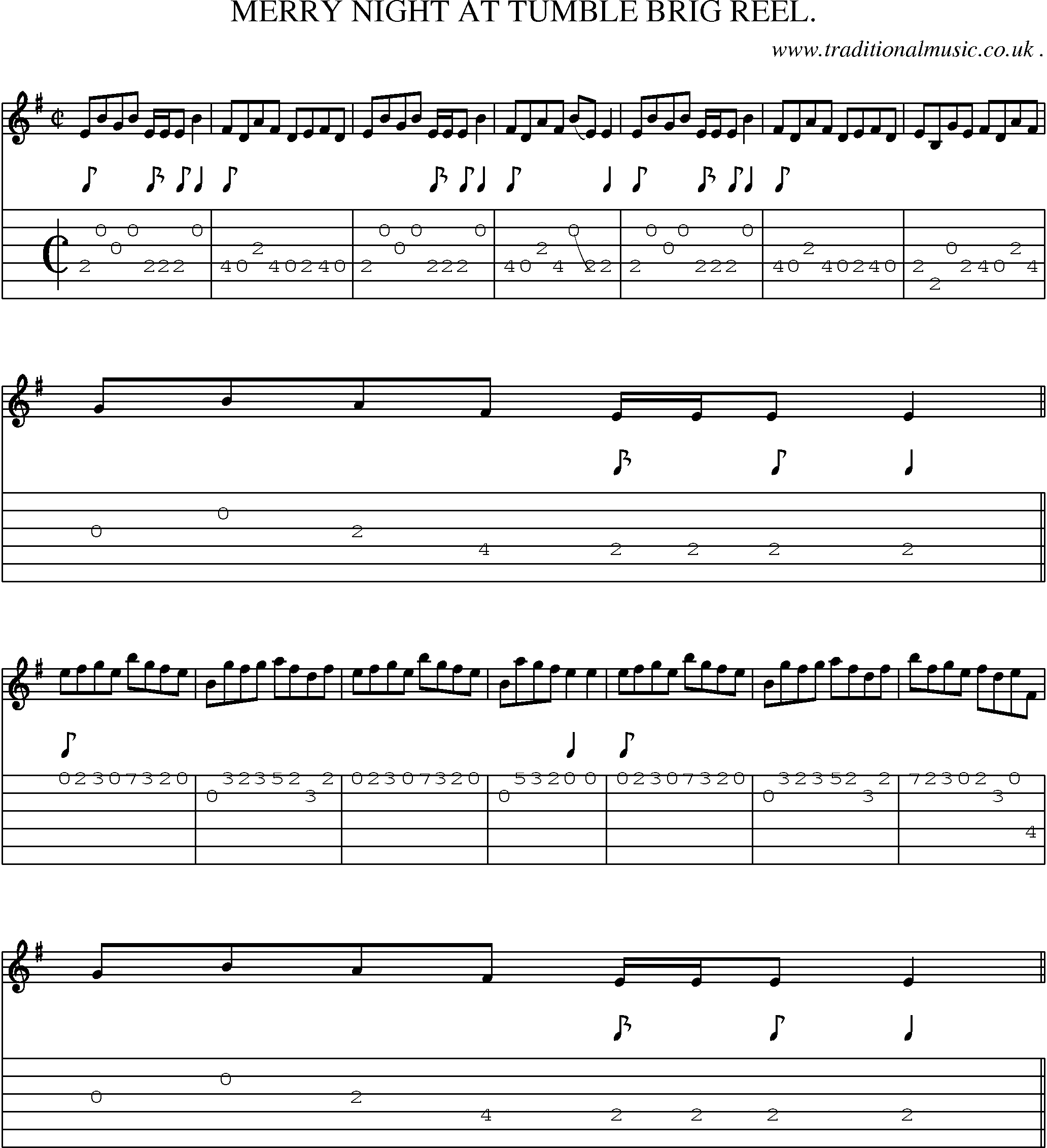 Sheet-Music and Guitar Tabs for Merry Night At Tumble Brig Reel