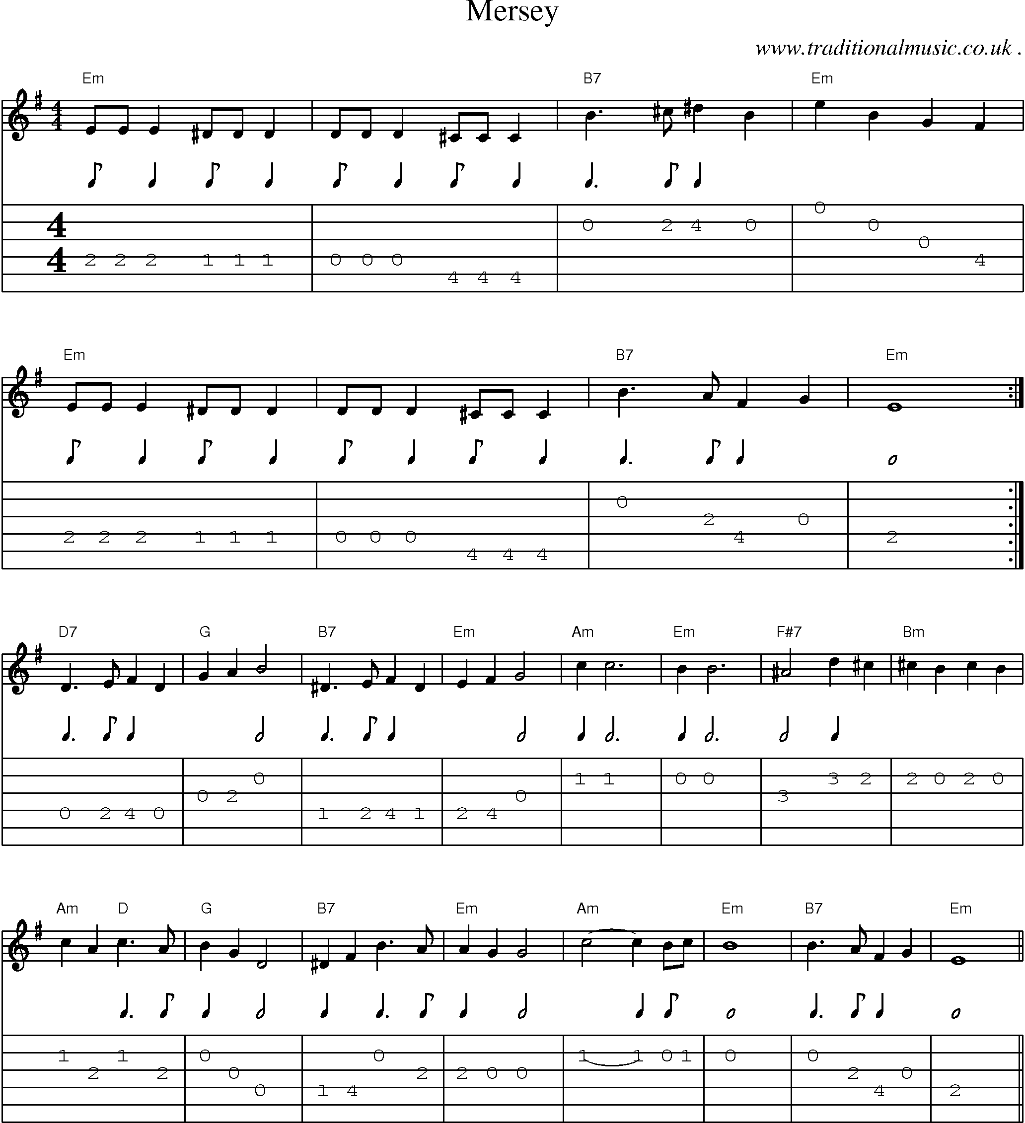 Sheet-Music and Guitar Tabs for Mersey