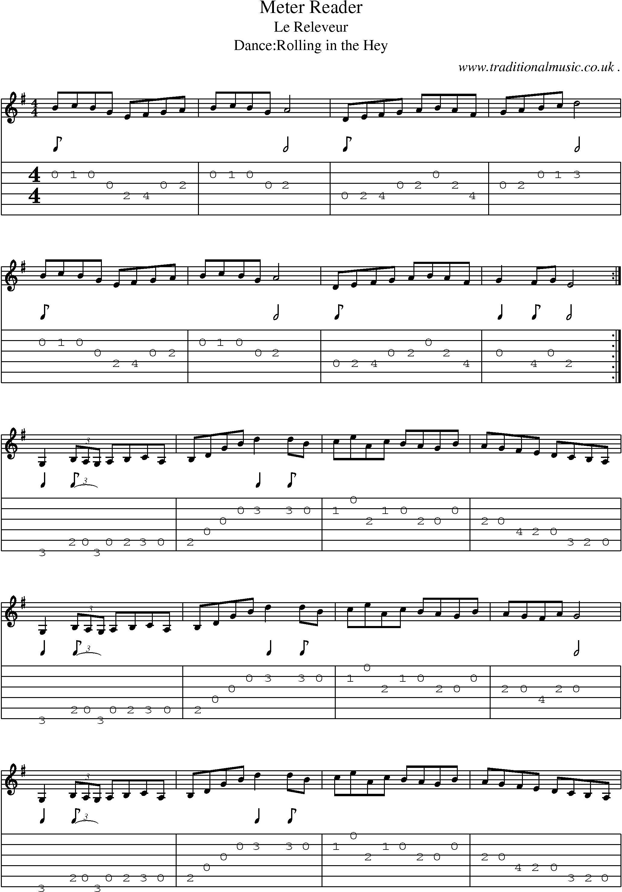 Sheet-Music and Guitar Tabs for Meter Reader