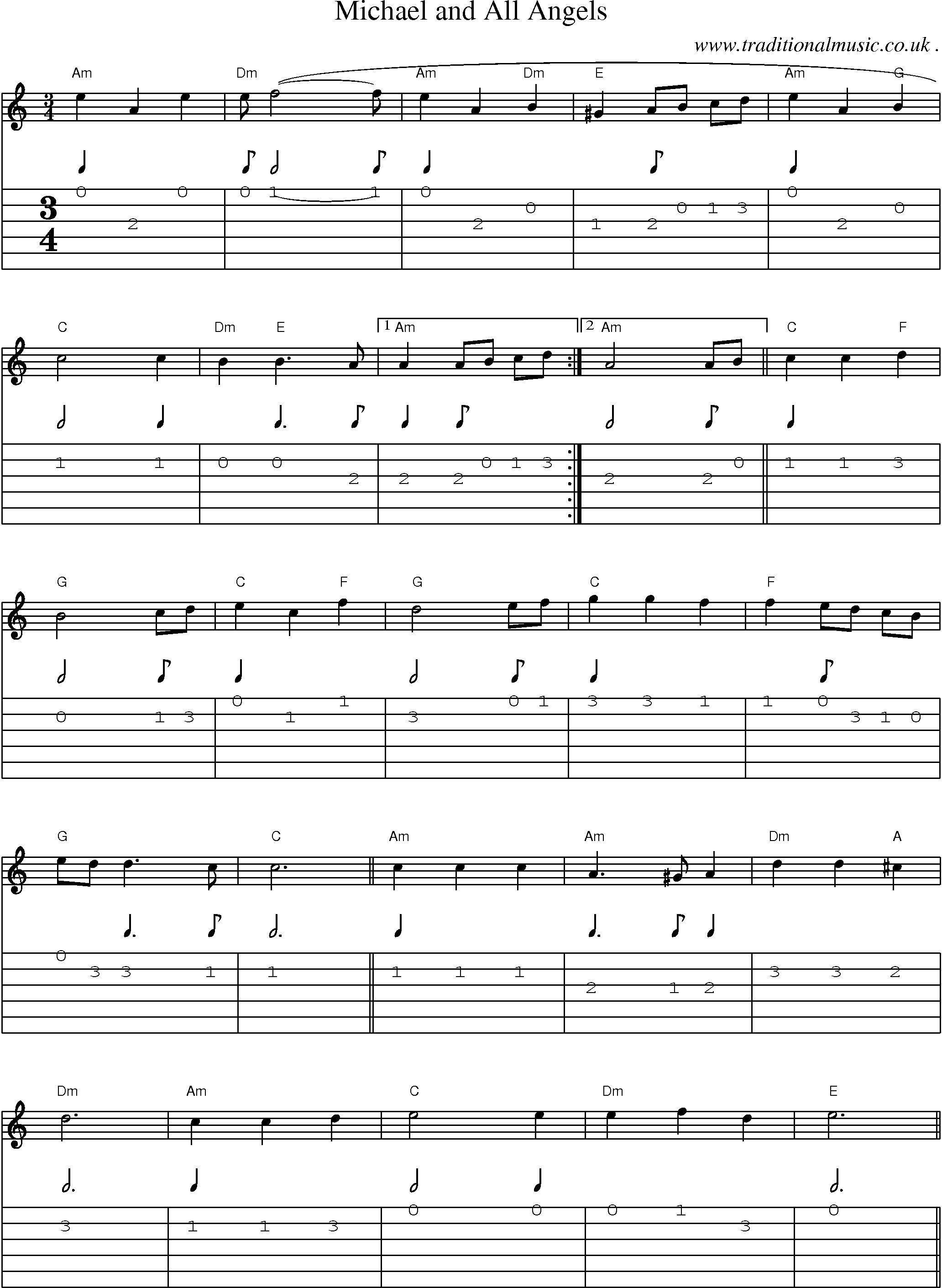 Sheet-Music and Guitar Tabs for Michael And All Angels