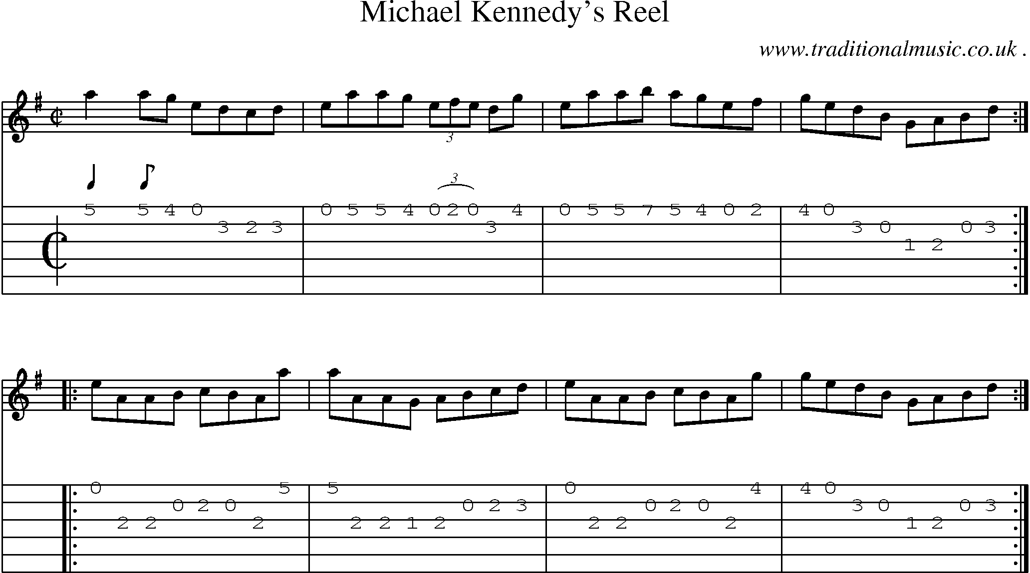 Sheet-Music and Guitar Tabs for Michael Kennedys Reel