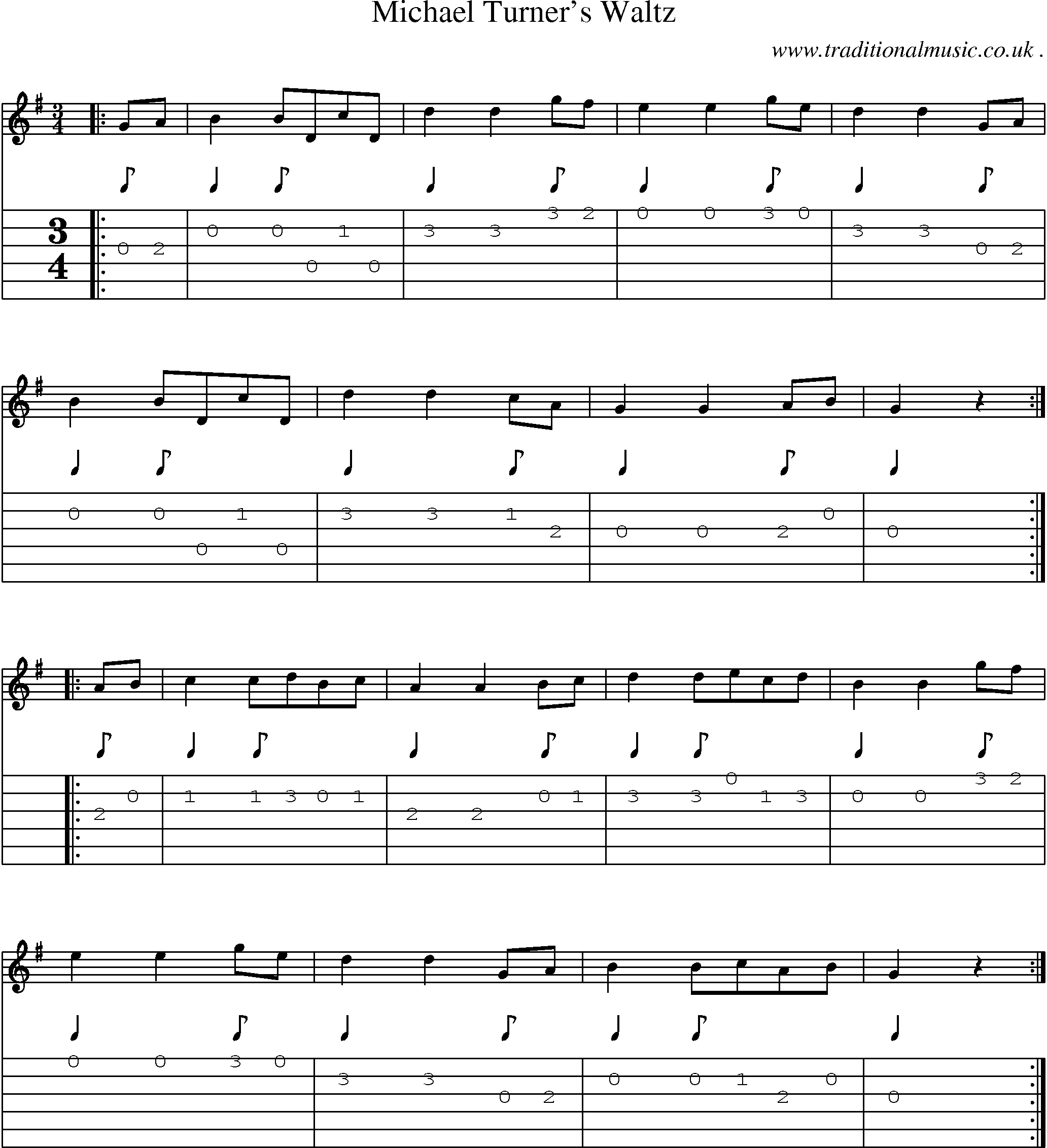 Sheet-Music and Guitar Tabs for Michael Turners Waltz