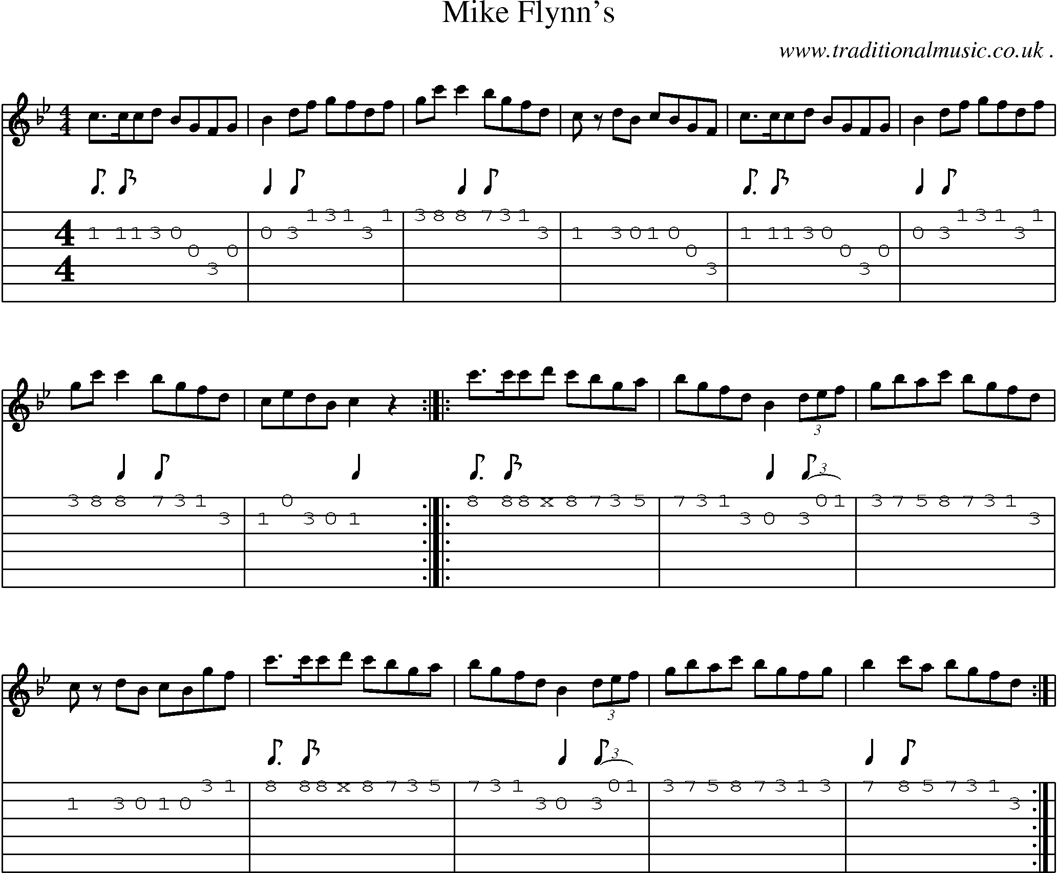 Sheet-Music and Guitar Tabs for Mike Flynns