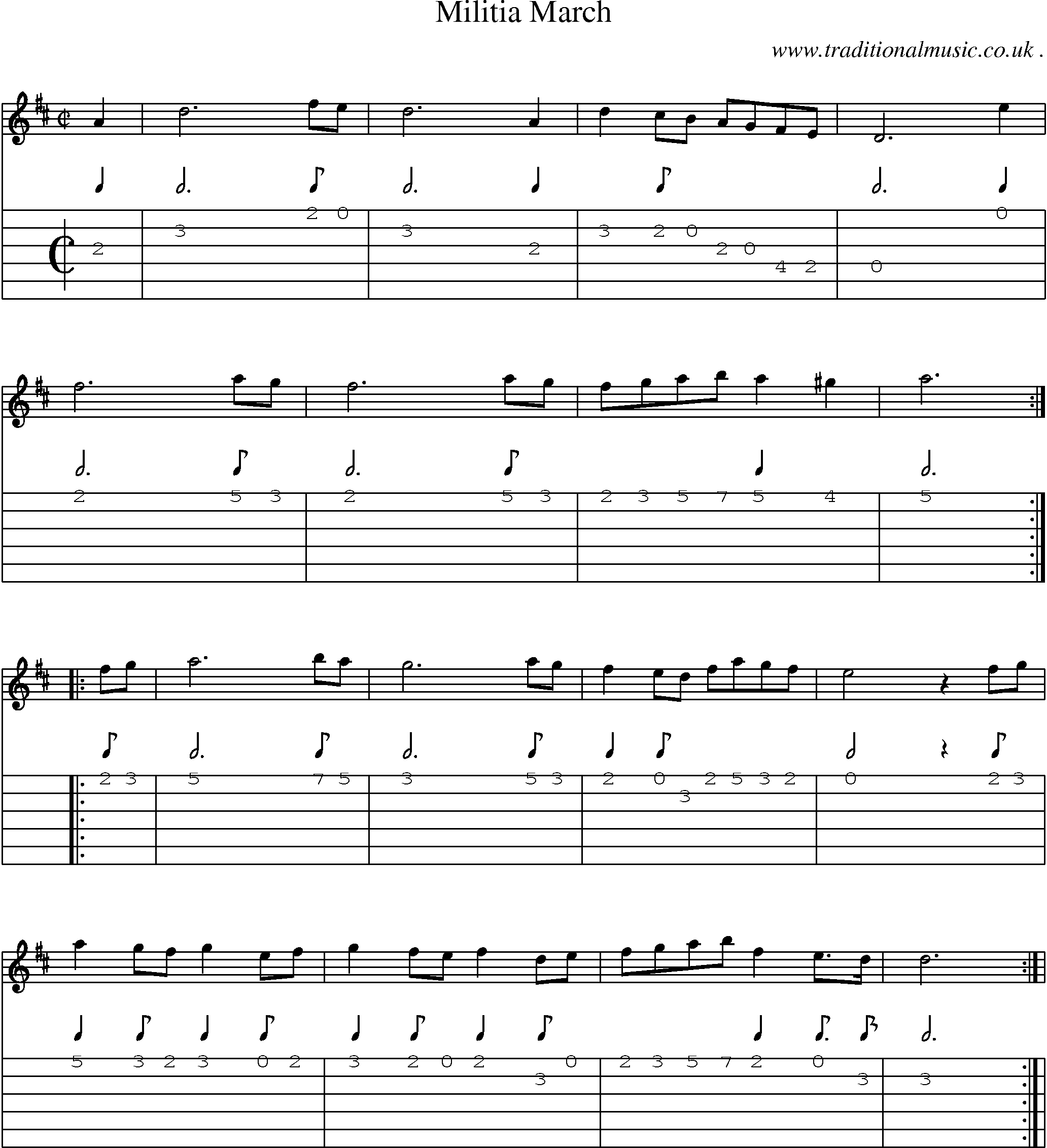 Sheet-Music and Guitar Tabs for Militia March