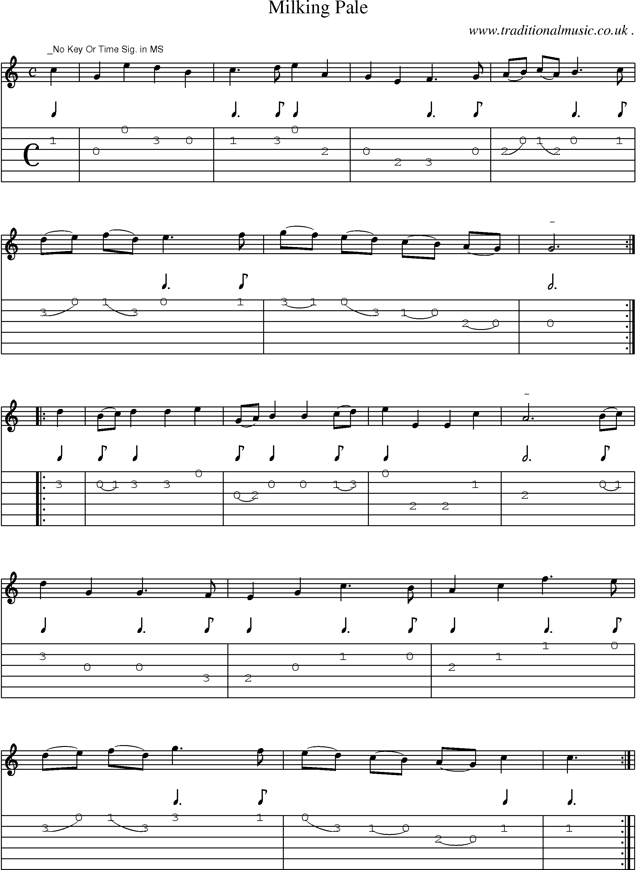 Sheet-Music and Guitar Tabs for Milking Pale