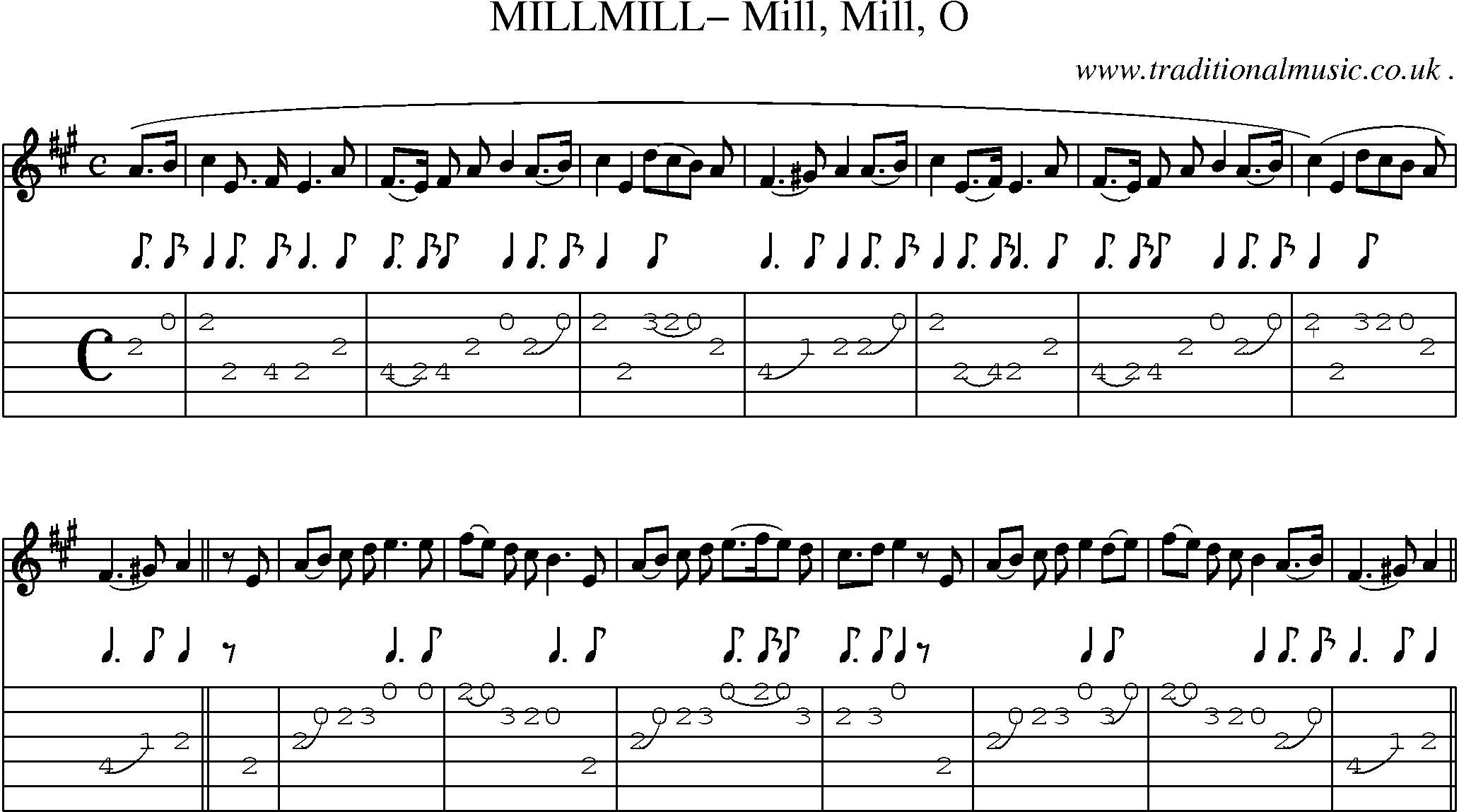 Sheet-Music and Guitar Tabs for Millmill Mill Mill O