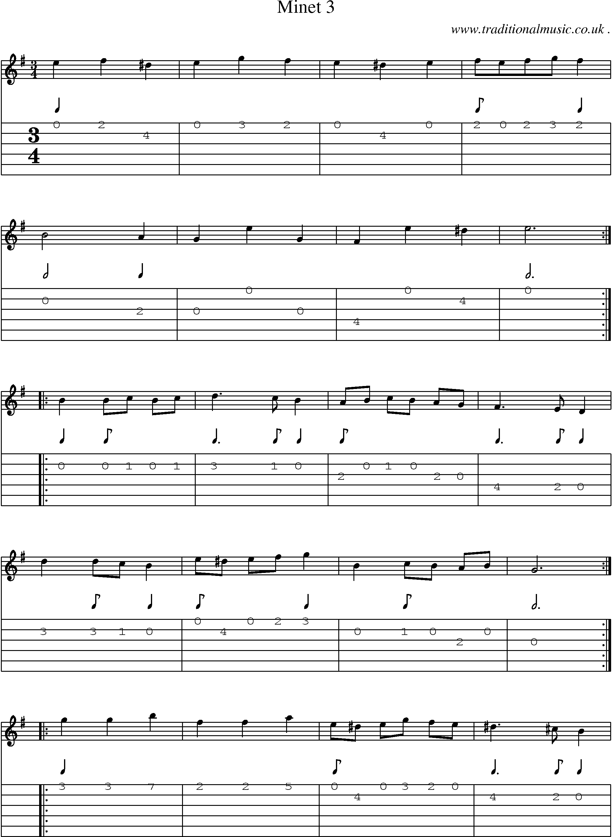 Sheet-Music and Guitar Tabs for Minet 3