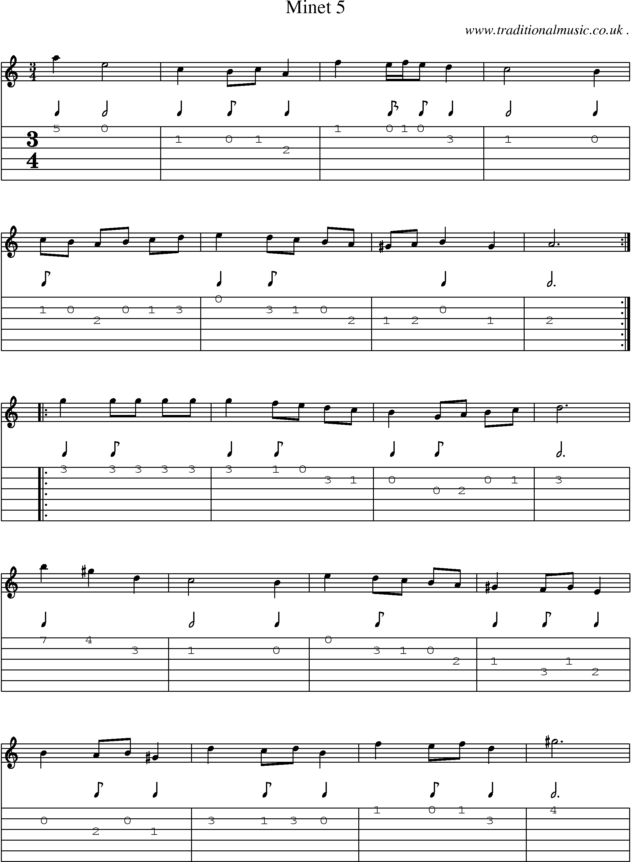 Sheet-Music and Guitar Tabs for Minet 5