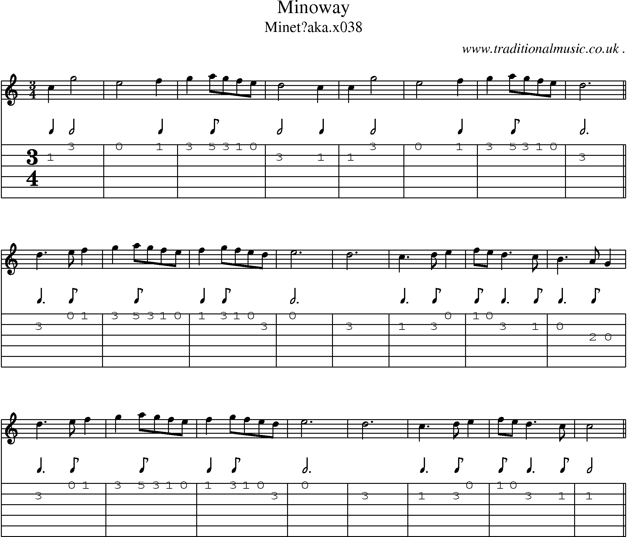 Sheet-Music and Guitar Tabs for Minoway