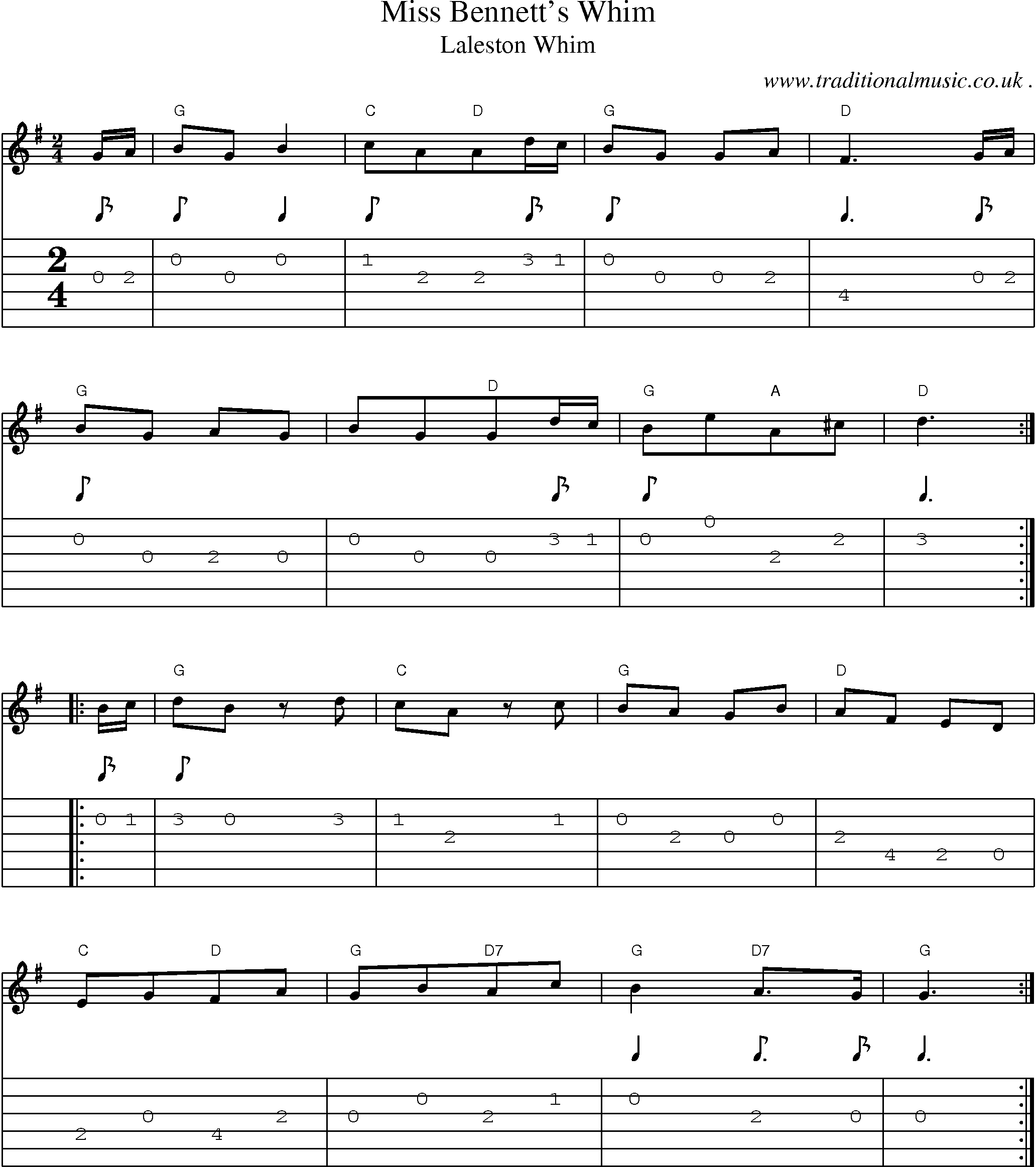 Sheet-Music and Guitar Tabs for Miss Bennetts Whim