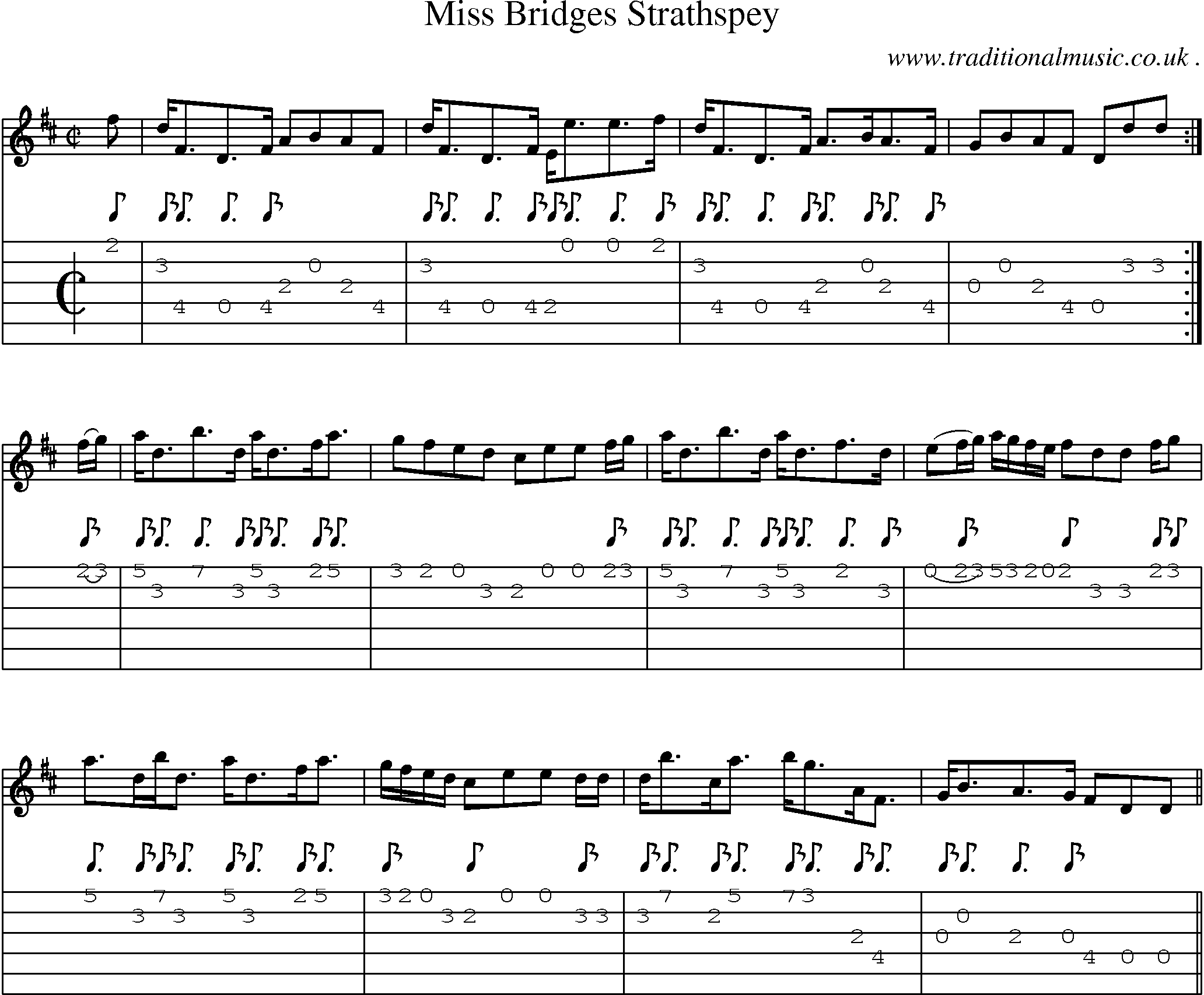 Sheet-Music and Guitar Tabs for Miss Bridges Strathspey