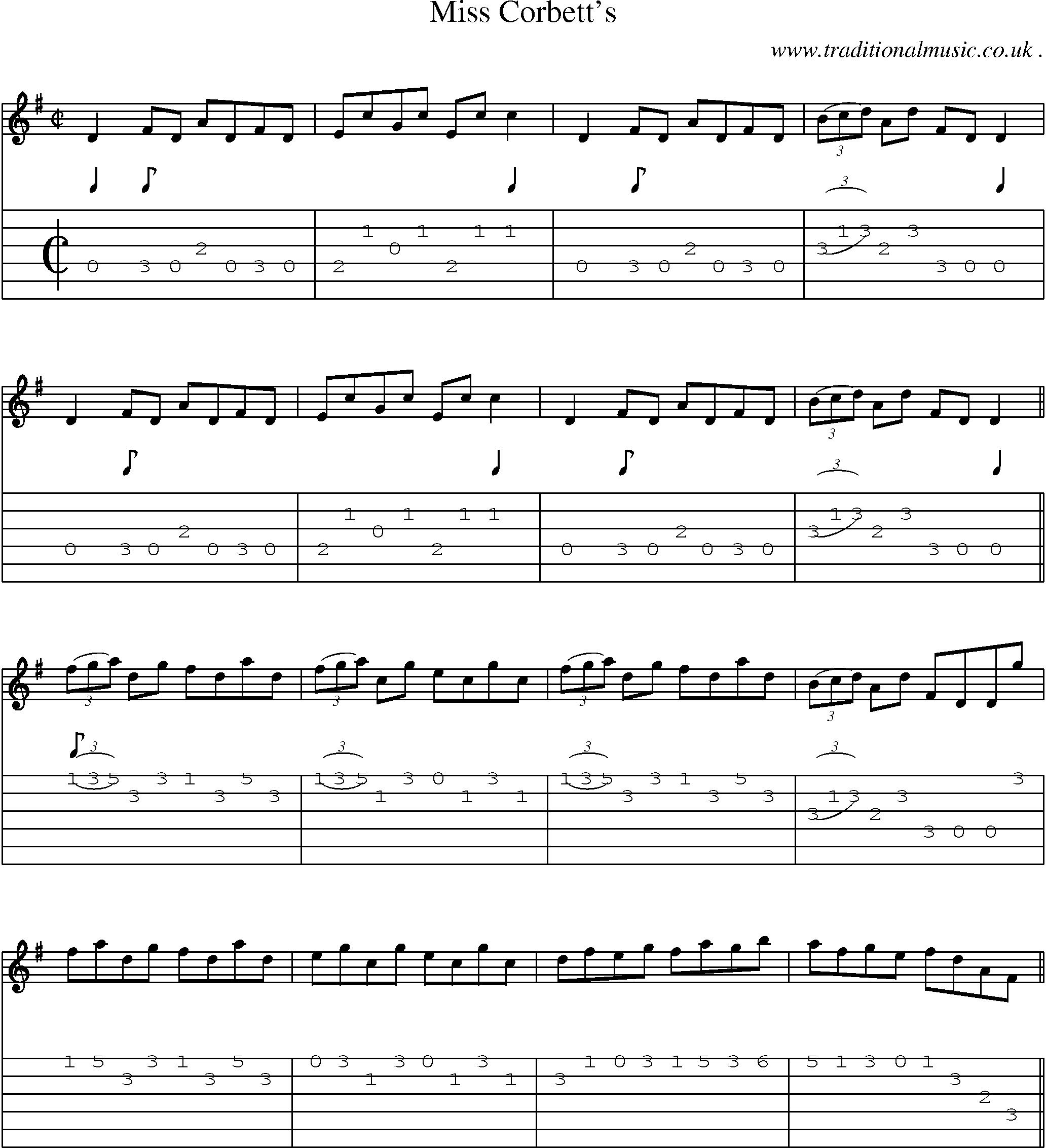 Sheet-Music and Guitar Tabs for Miss Corbetts