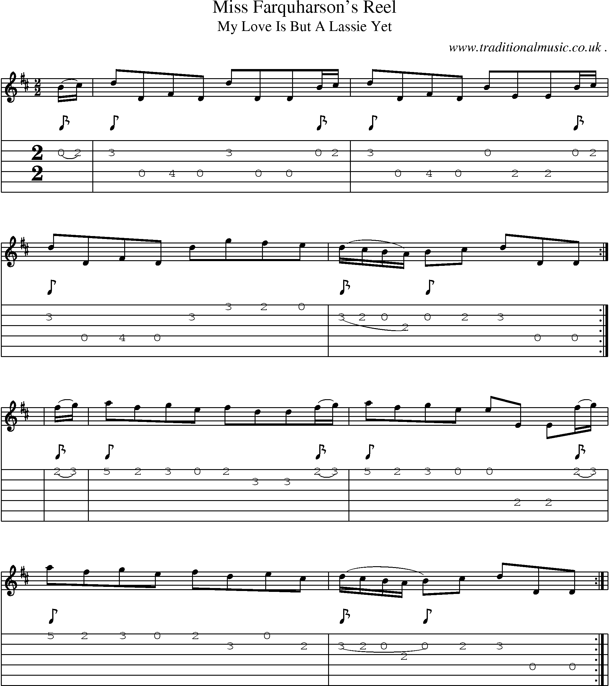 Sheet-Music and Guitar Tabs for Miss Farquharsons Reel