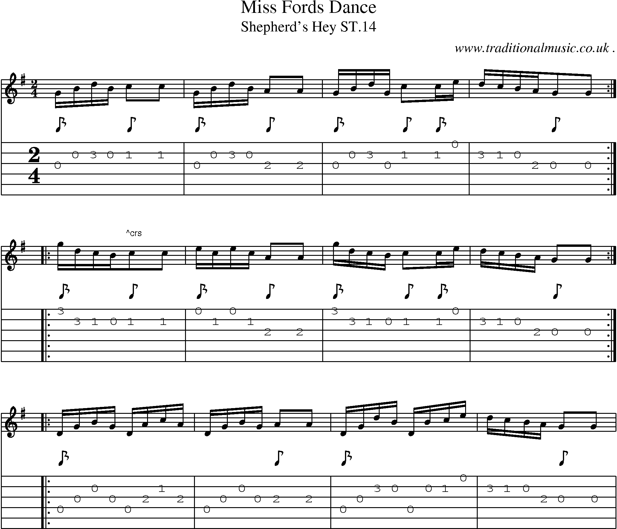 Sheet-Music and Guitar Tabs for Miss Fords Dance