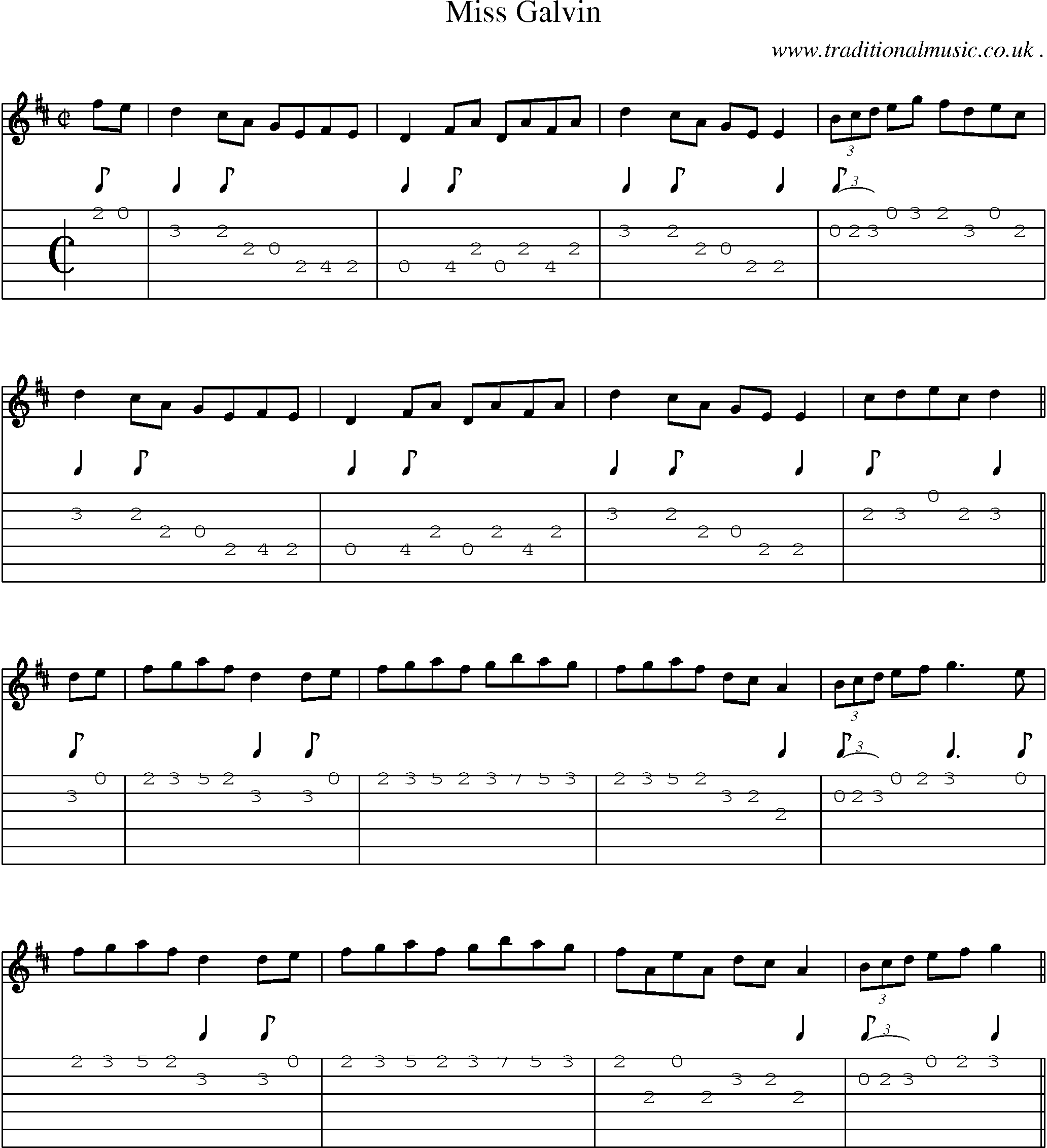 Sheet-Music and Guitar Tabs for Miss Galvin
