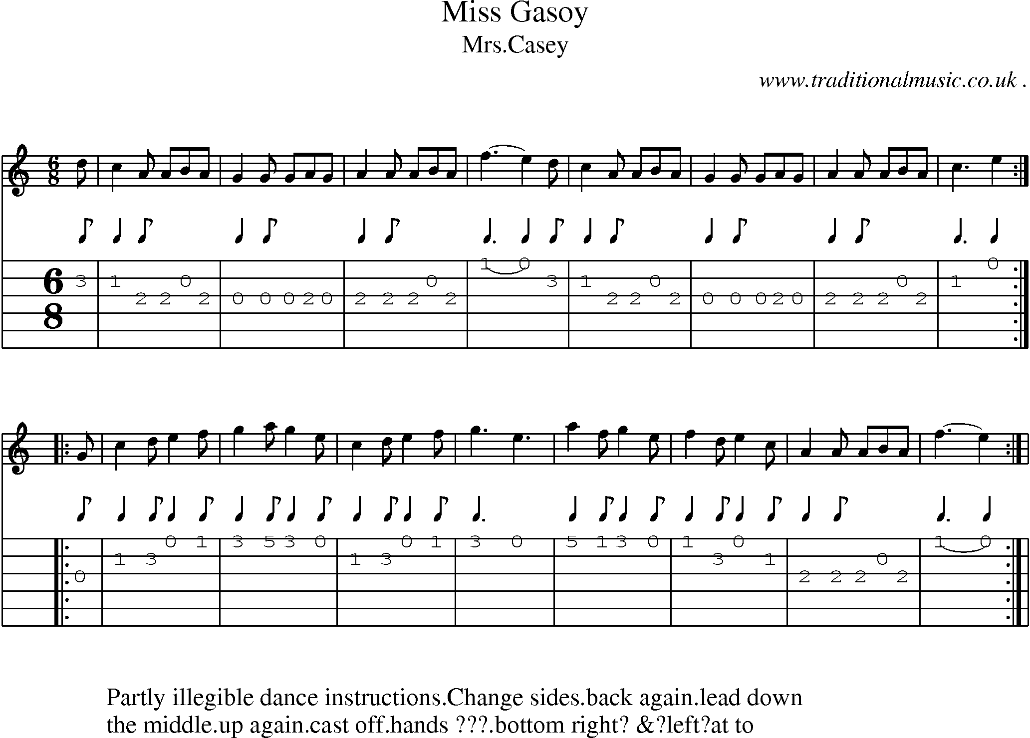 Sheet-Music and Guitar Tabs for Miss Gasoy
