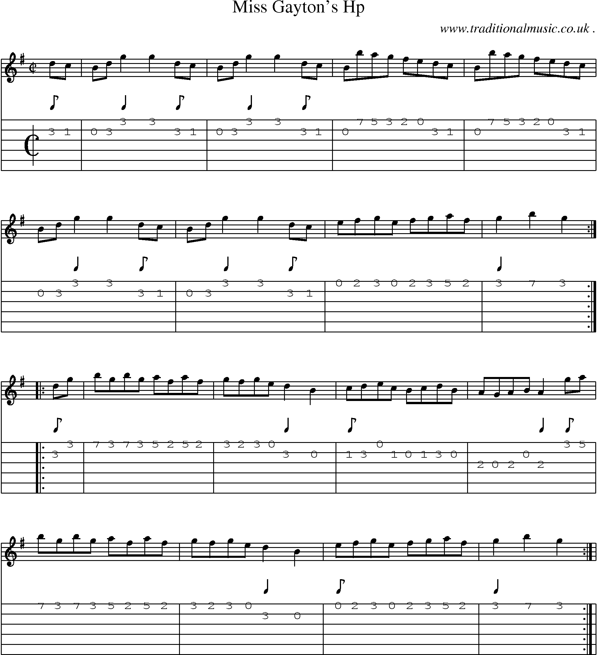 Sheet-Music and Guitar Tabs for Miss Gaytons Hp