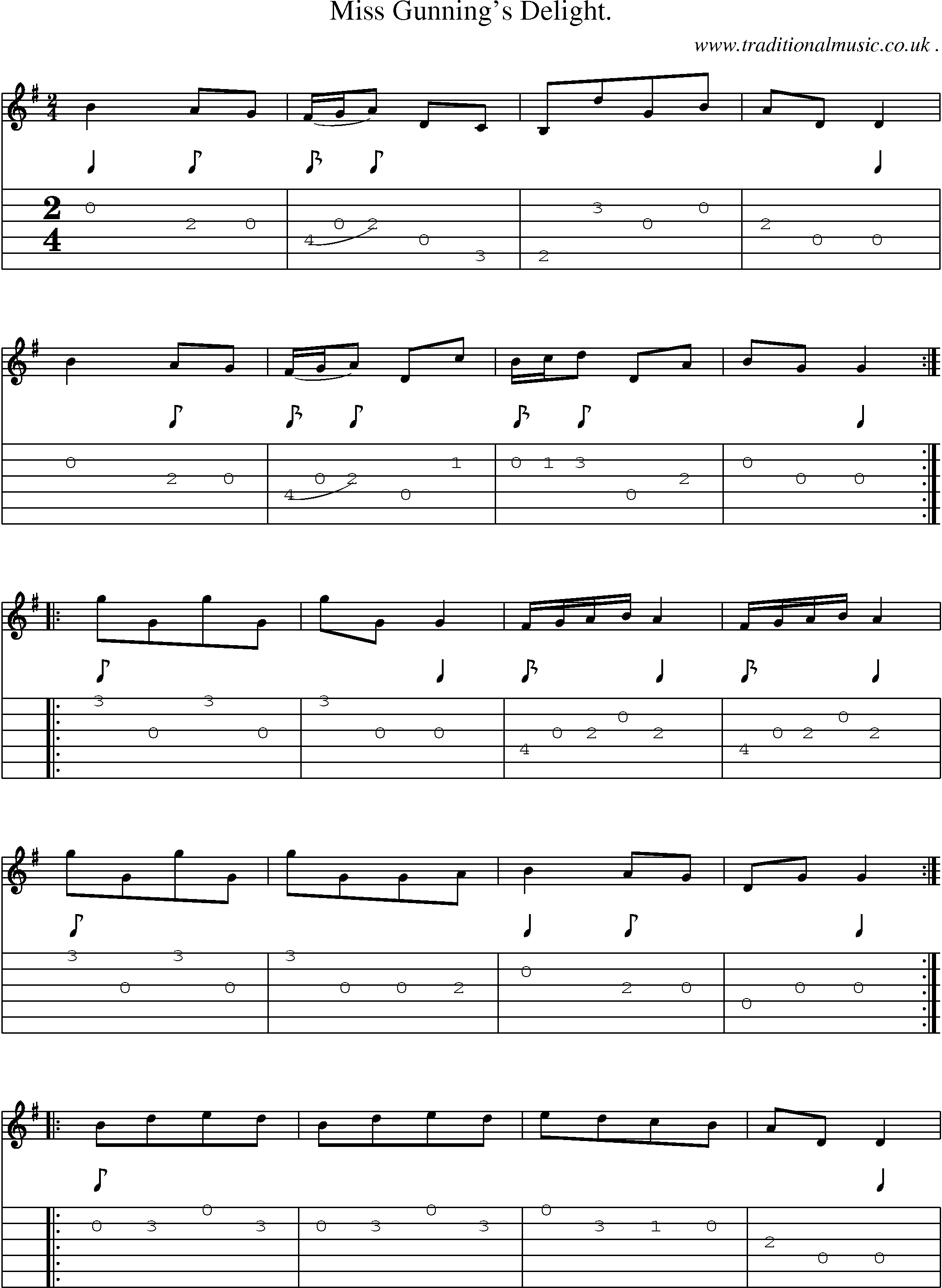 Sheet-Music and Guitar Tabs for Miss Gunnings Delight