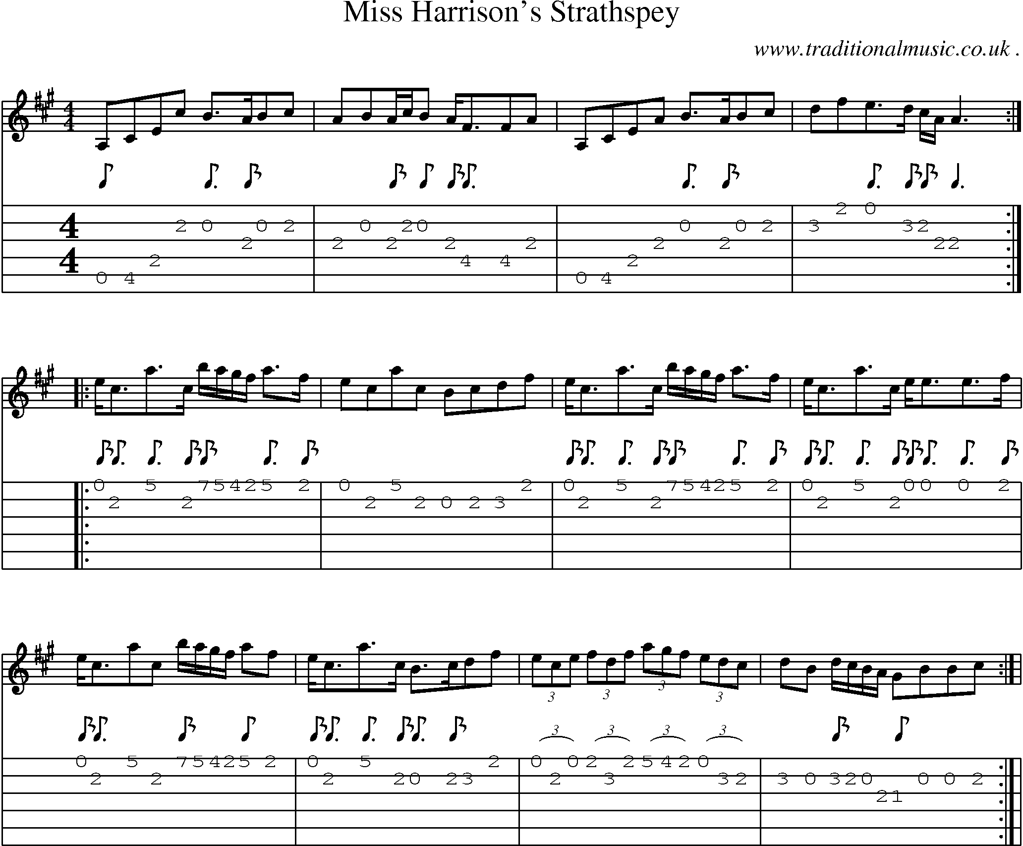 Sheet-Music and Guitar Tabs for Miss Harrisons Strathspey