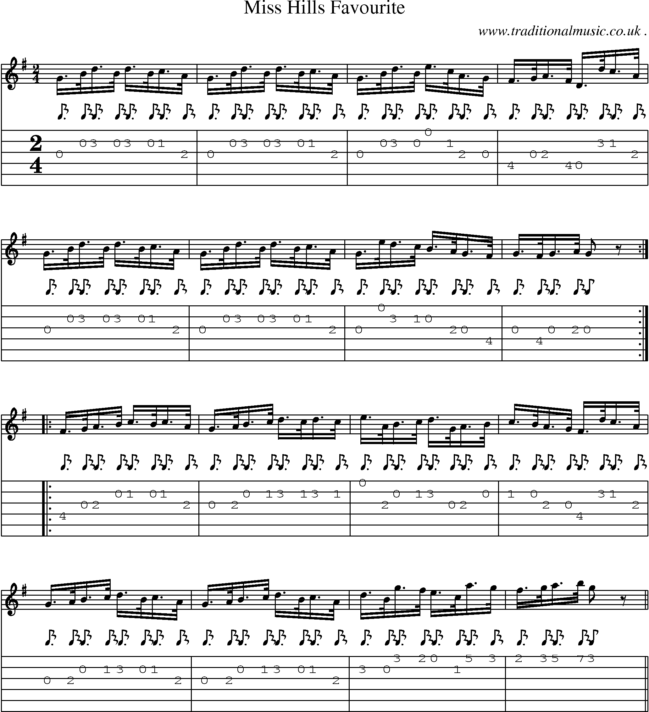Sheet-Music and Guitar Tabs for Miss Hills Favourite