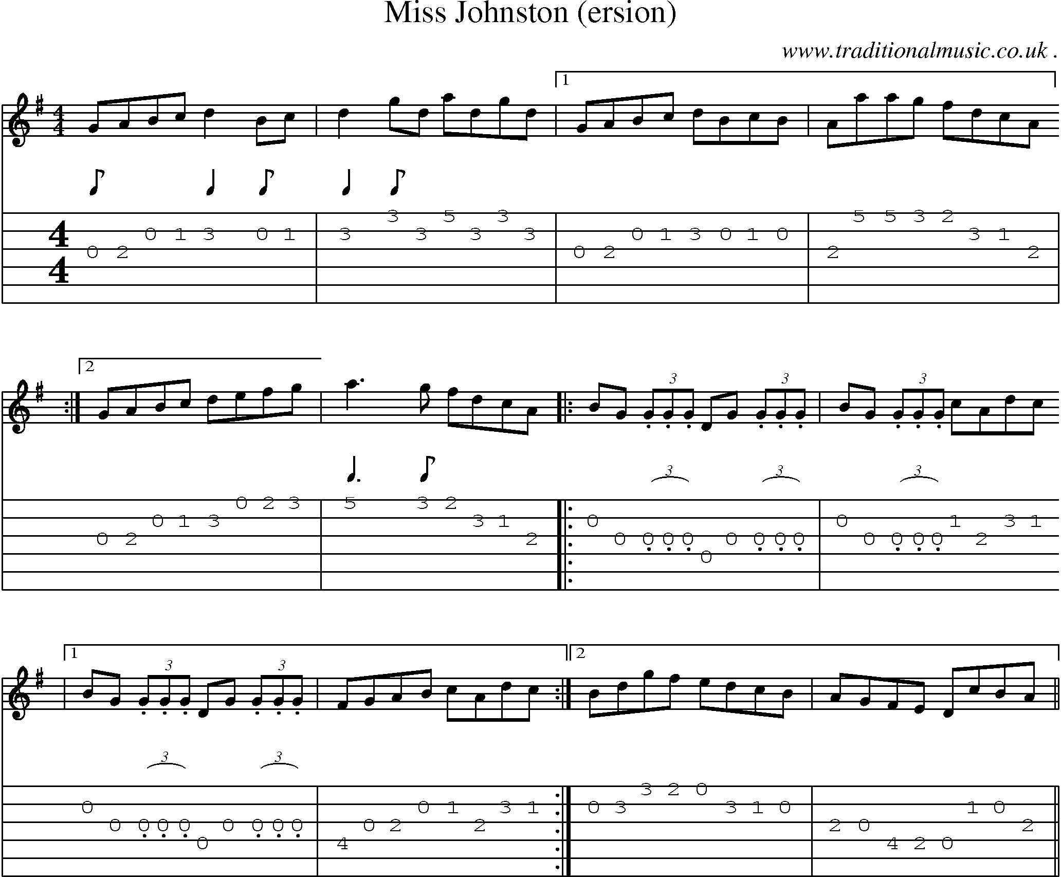 Sheet-Music and Guitar Tabs for Miss Johnston (ersion)