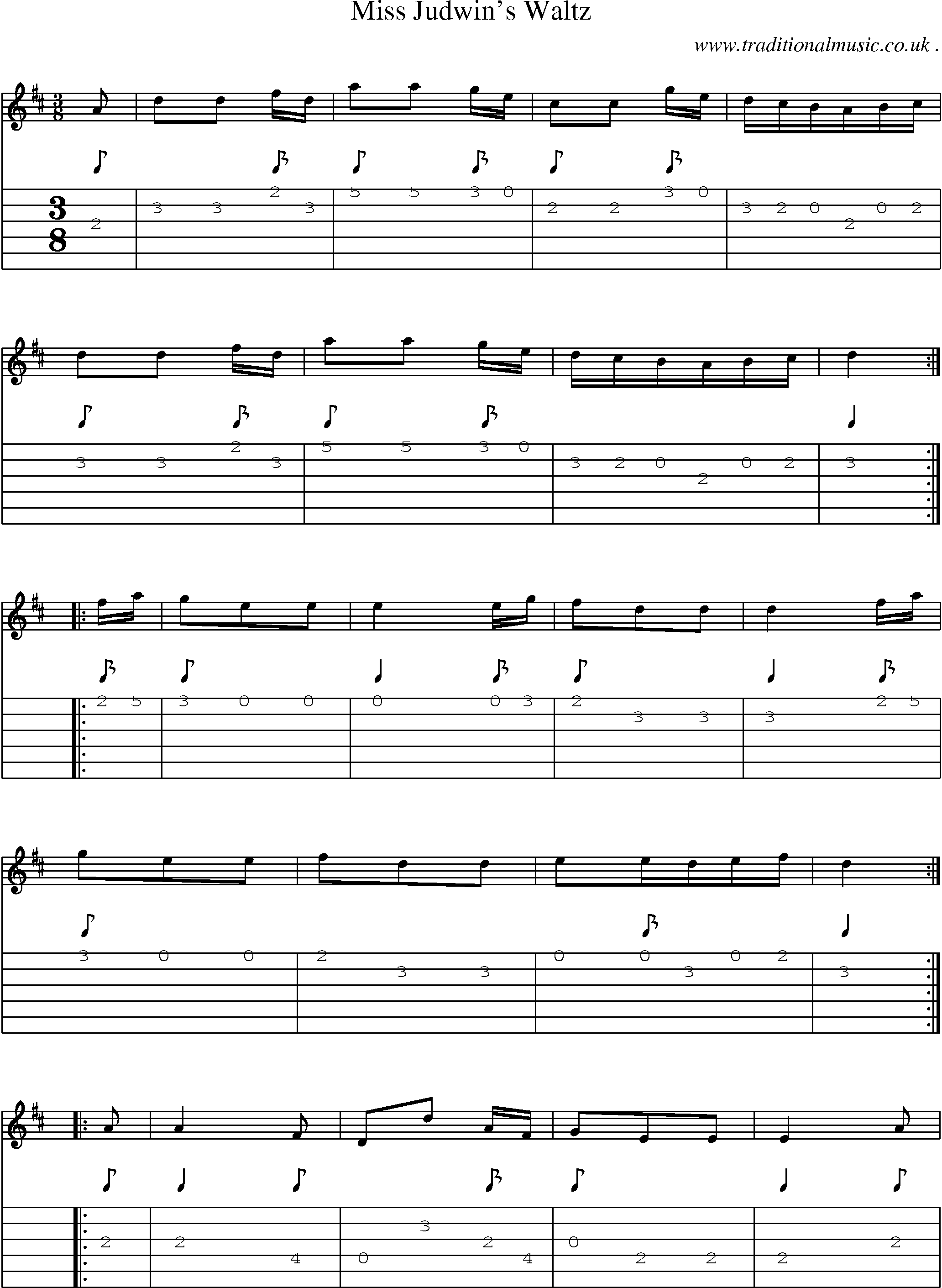 Sheet-Music and Guitar Tabs for Miss Judwins Waltz