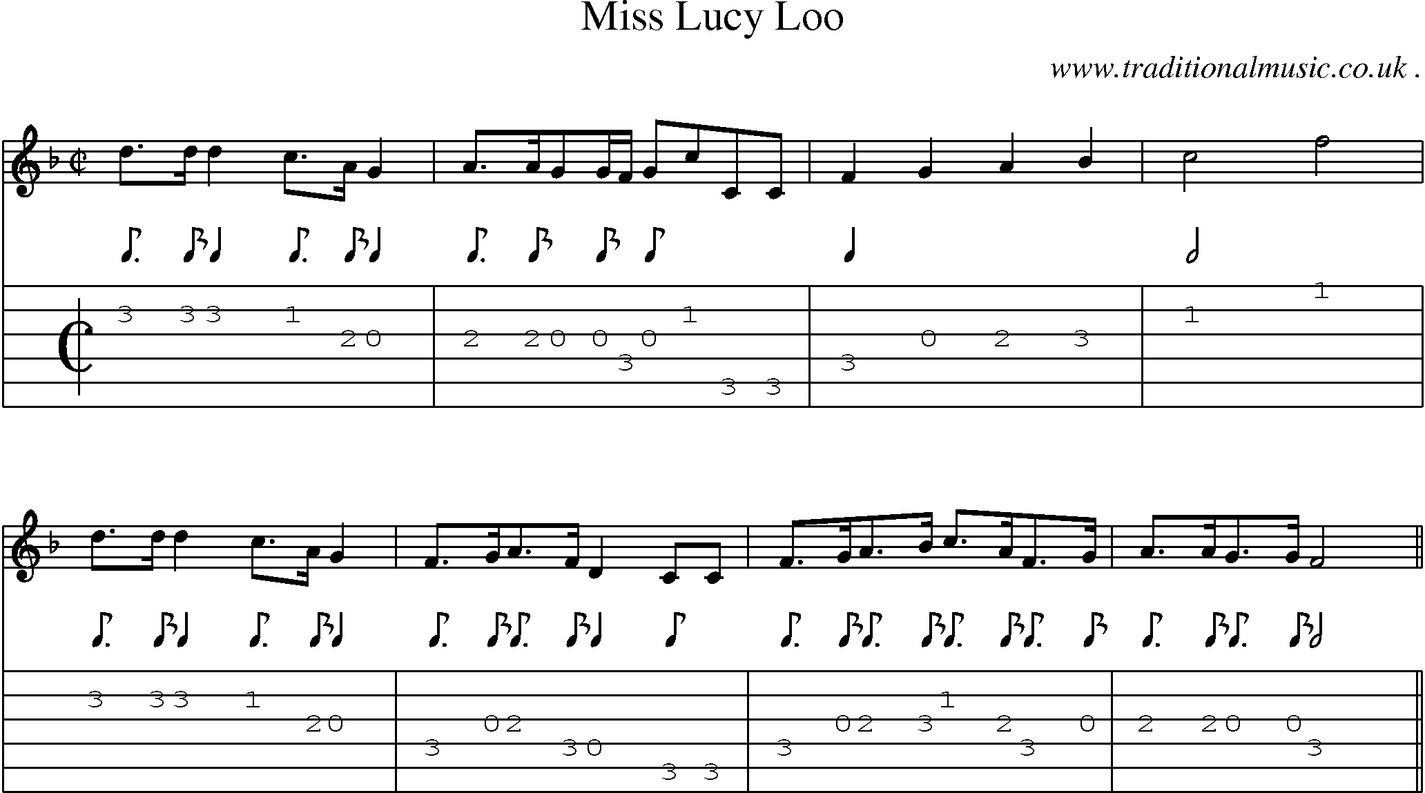 Sheet-Music and Guitar Tabs for Miss Lucy Loo