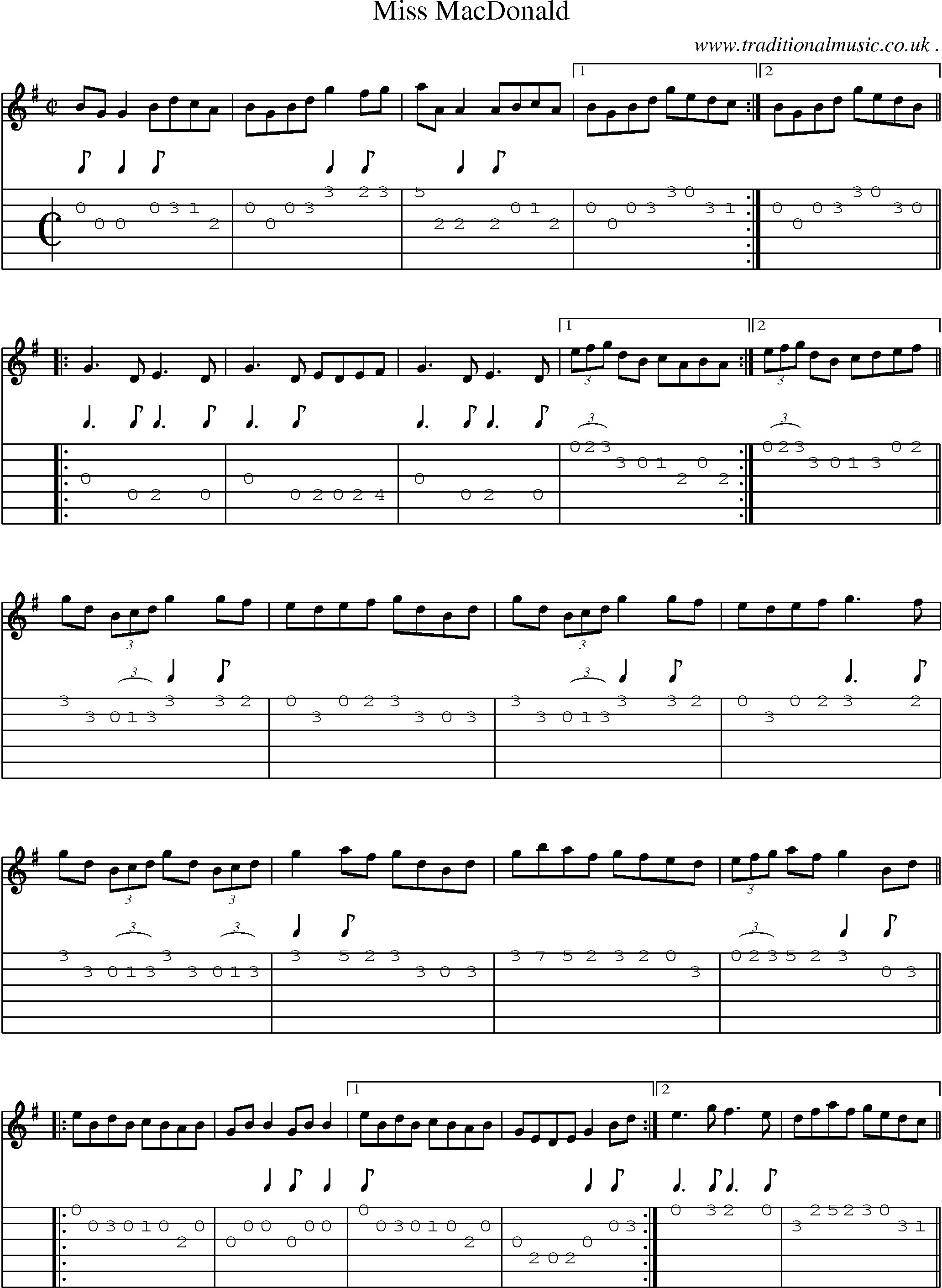 Sheet-Music and Guitar Tabs for Miss Macdonald