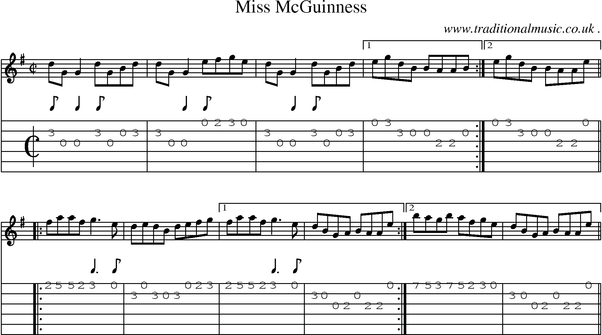 Sheet-Music and Guitar Tabs for Miss Mcguinness