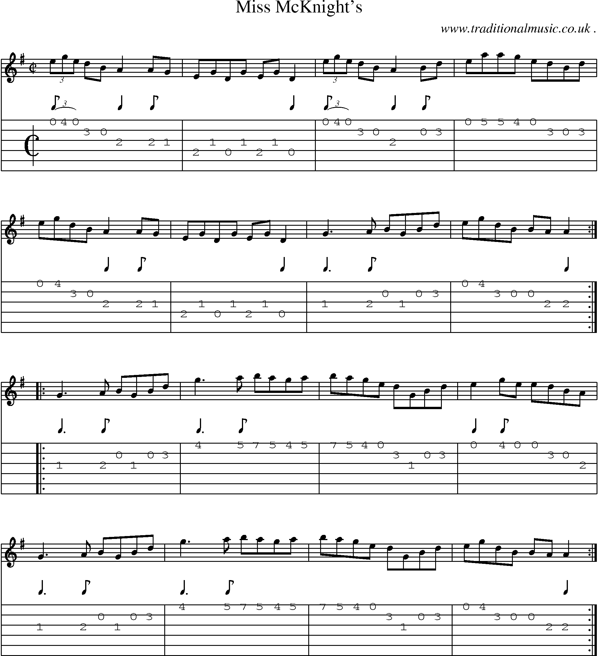 Sheet-Music and Guitar Tabs for Miss Mcknights