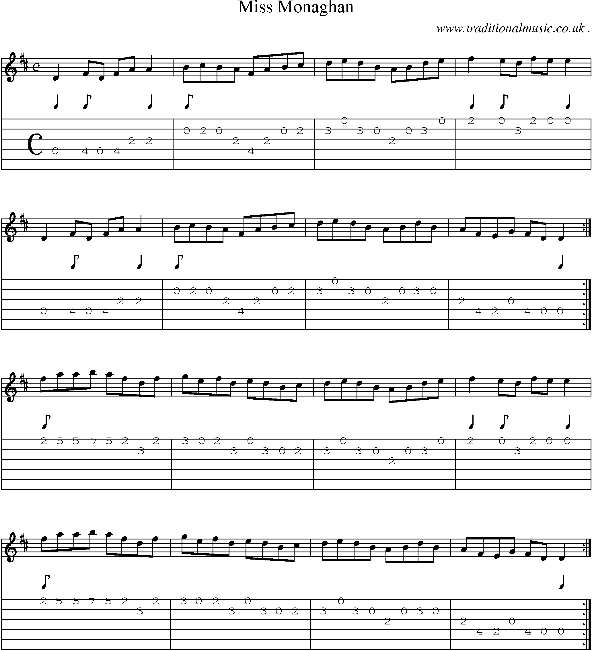 Sheet-Music and Guitar Tabs for Miss Monaghan