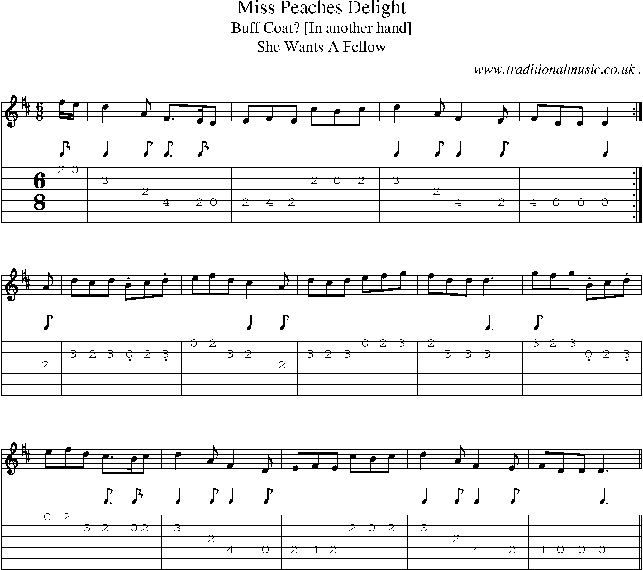 Sheet-Music and Guitar Tabs for Miss Peaches Delight