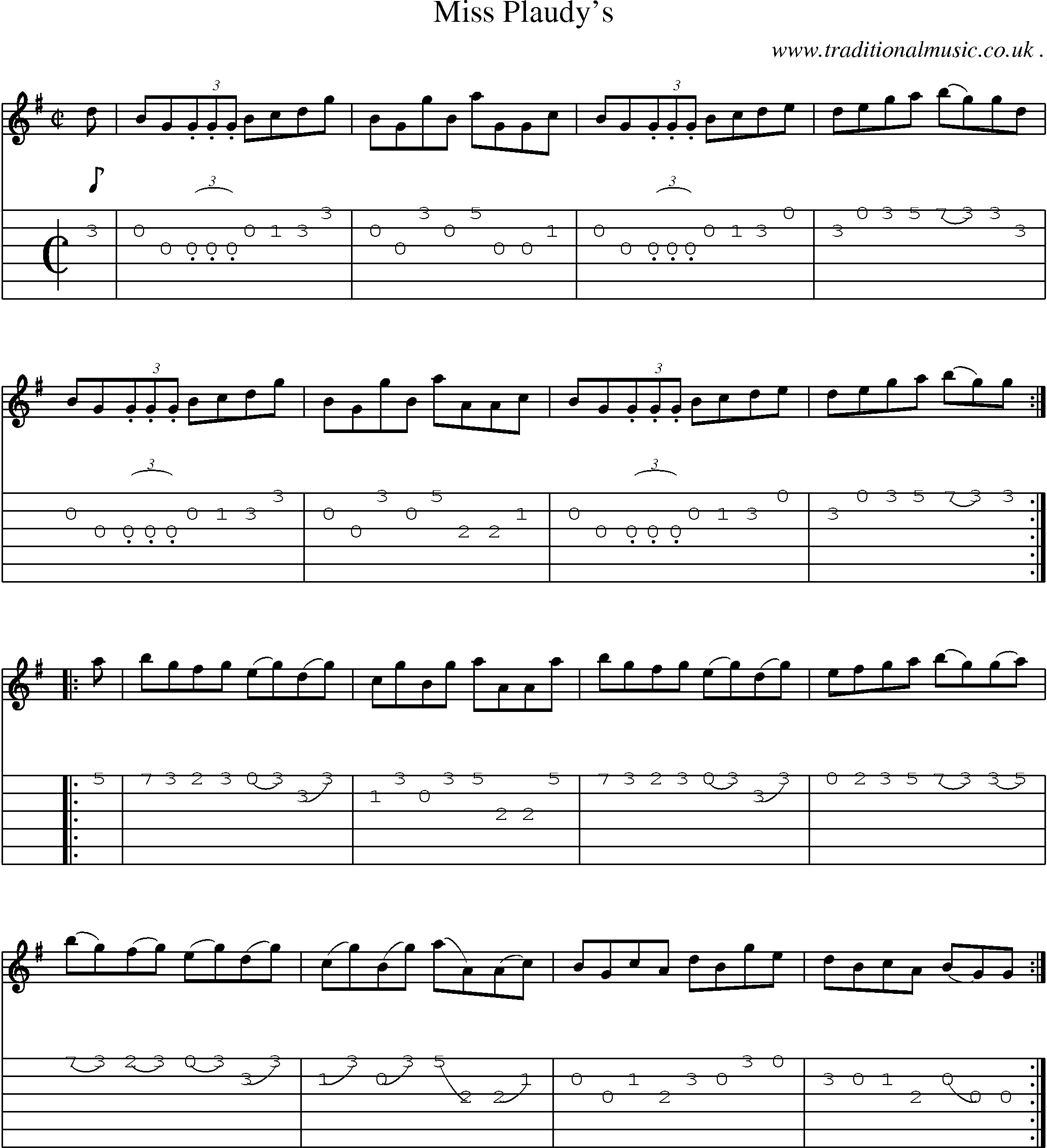 Sheet-Music and Guitar Tabs for Miss Plaudys