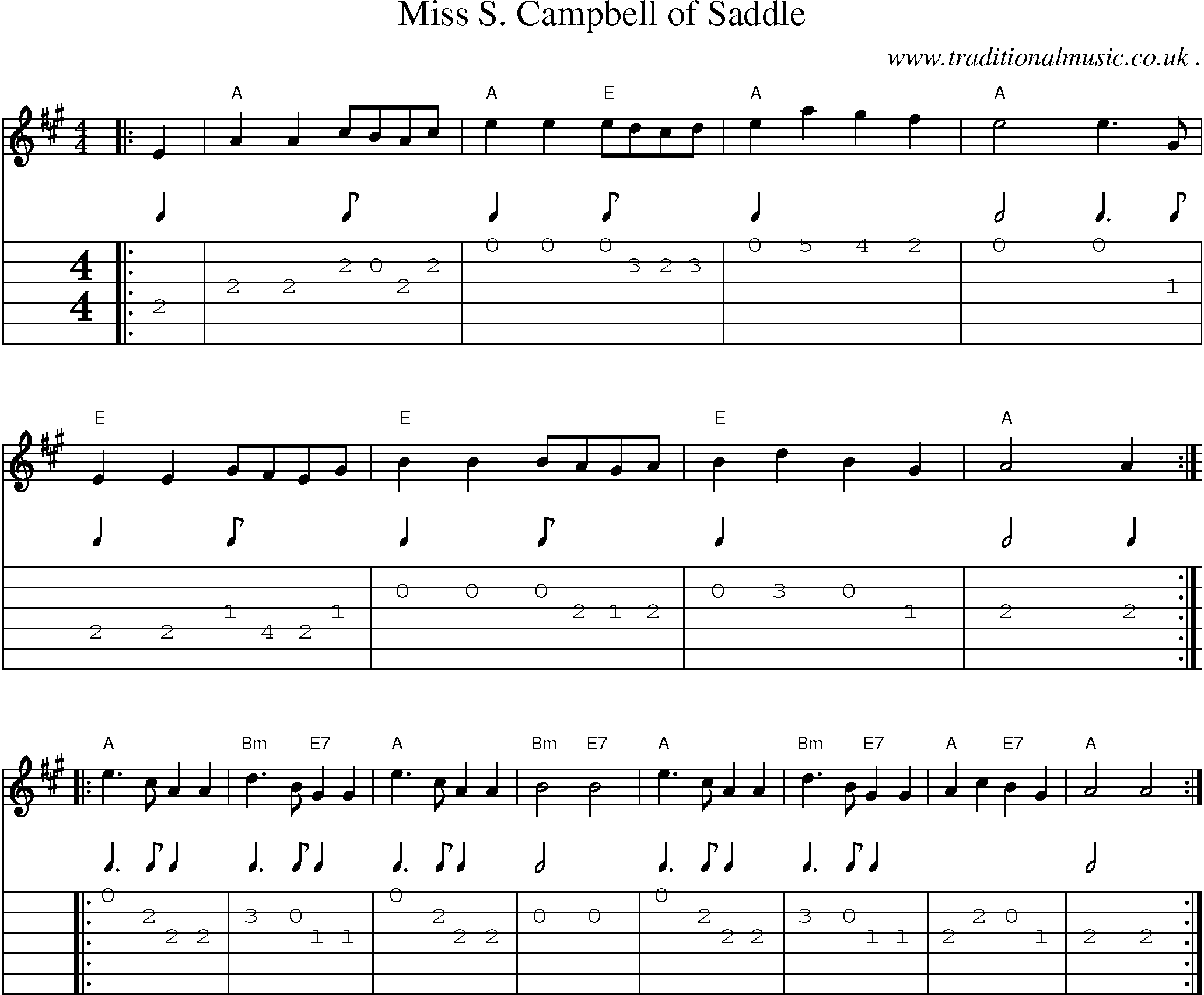 Sheet-Music and Guitar Tabs for Miss S Campbell Of Saddle