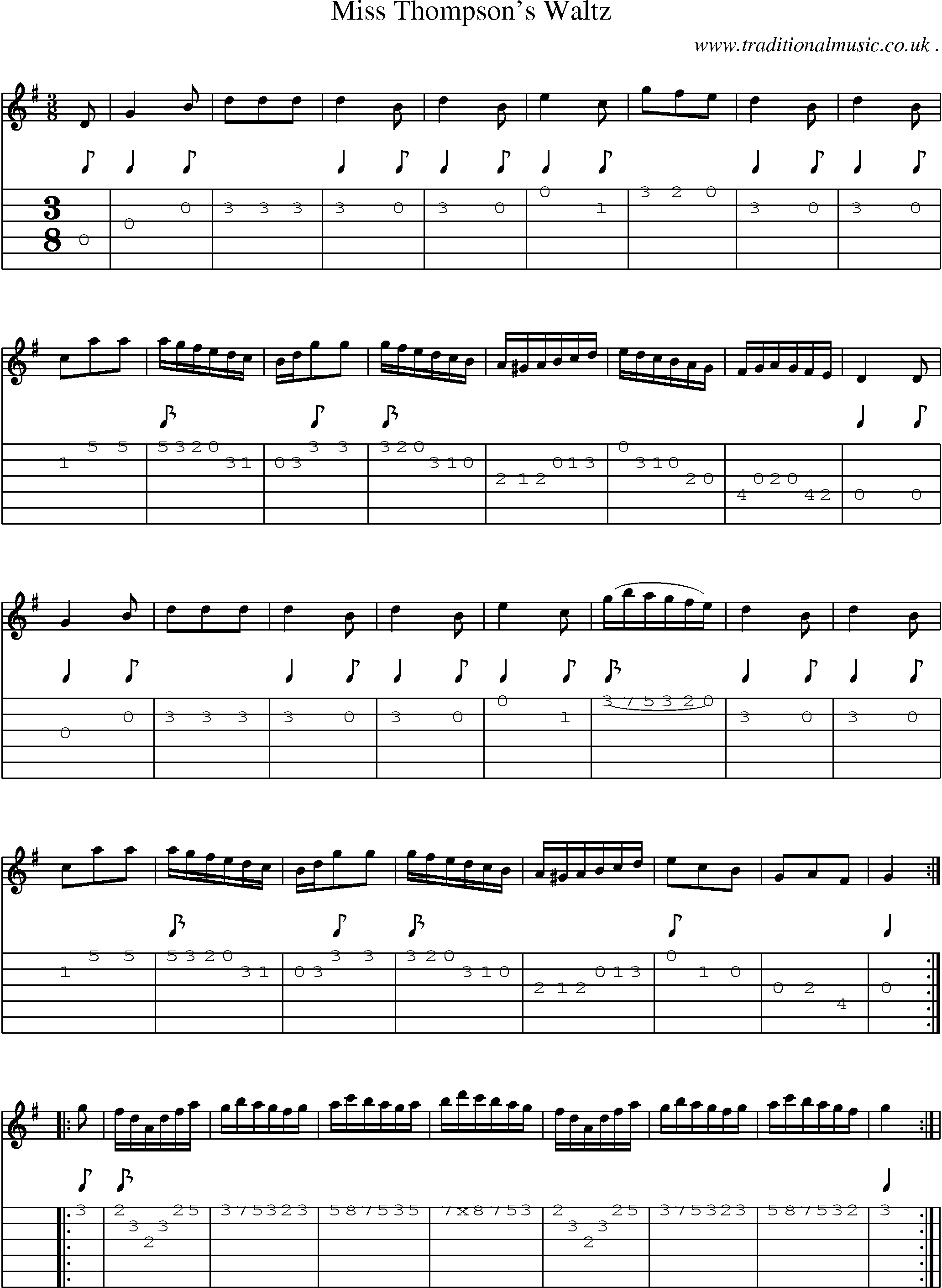 Sheet-Music and Guitar Tabs for Miss Thompsons Waltz