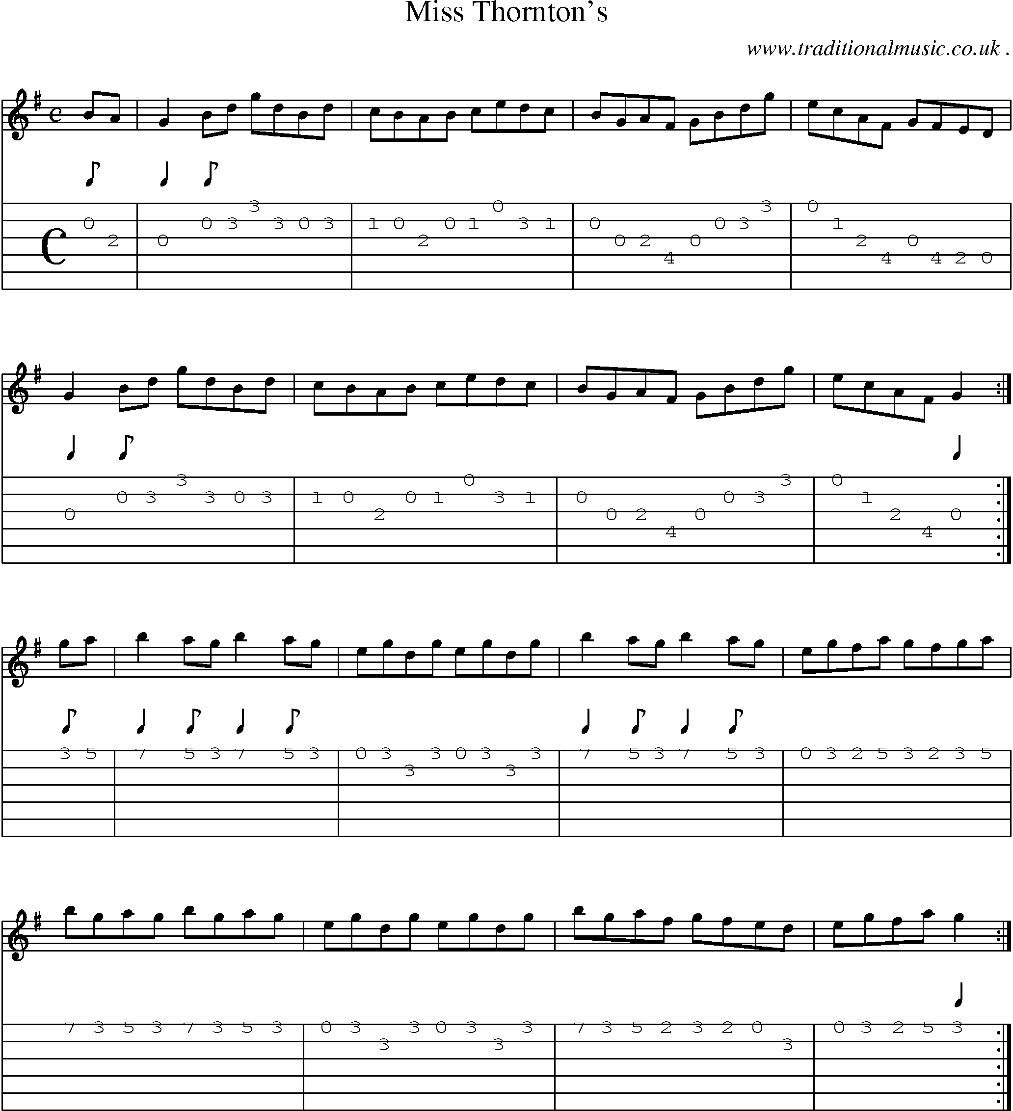 Sheet-Music and Guitar Tabs for Miss Thorntons