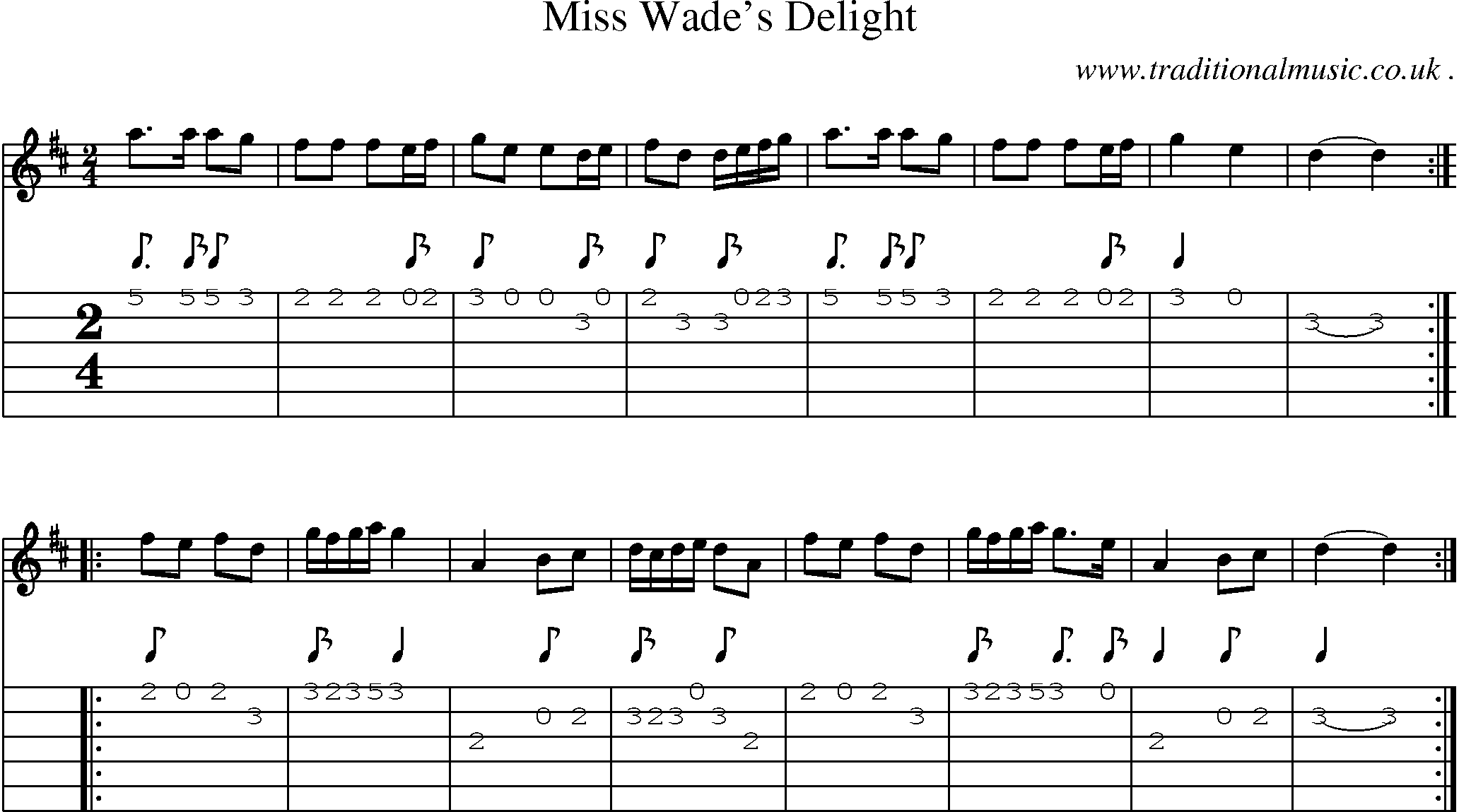 Sheet-Music and Guitar Tabs for Miss Wades Delight