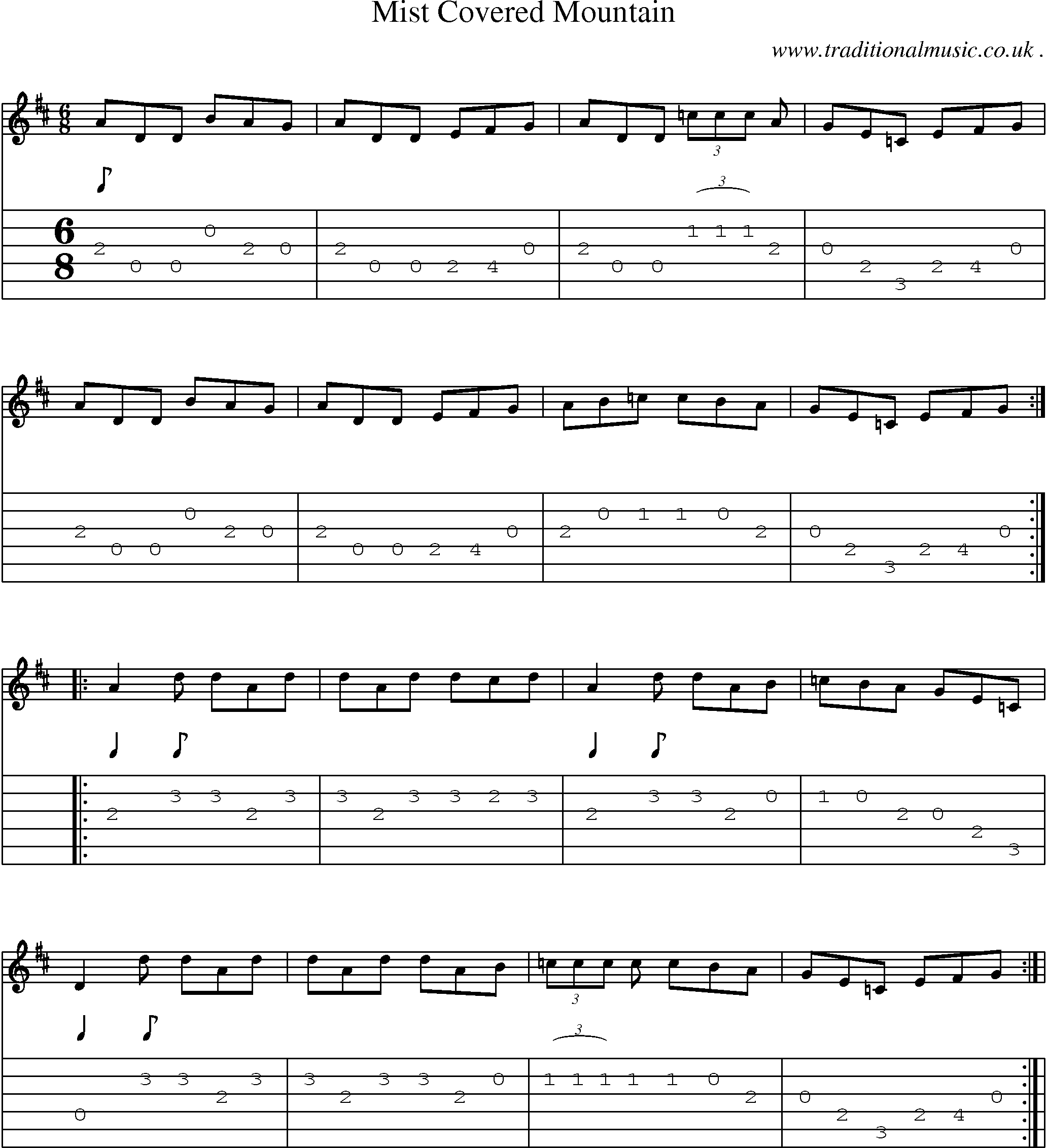 Sheet-Music and Guitar Tabs for Mist Covered Mountain