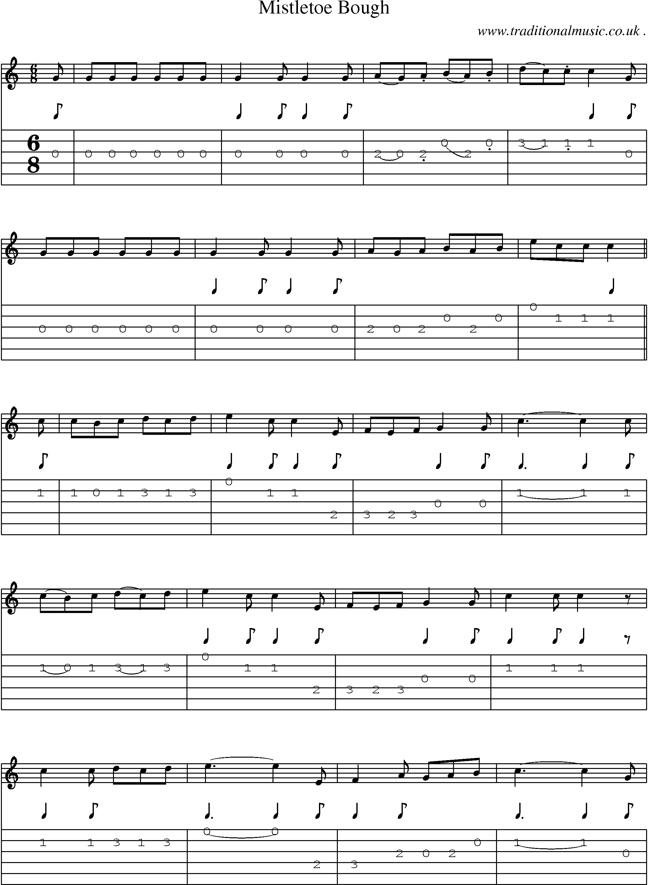 Sheet-Music and Guitar Tabs for Mistletoe Bough