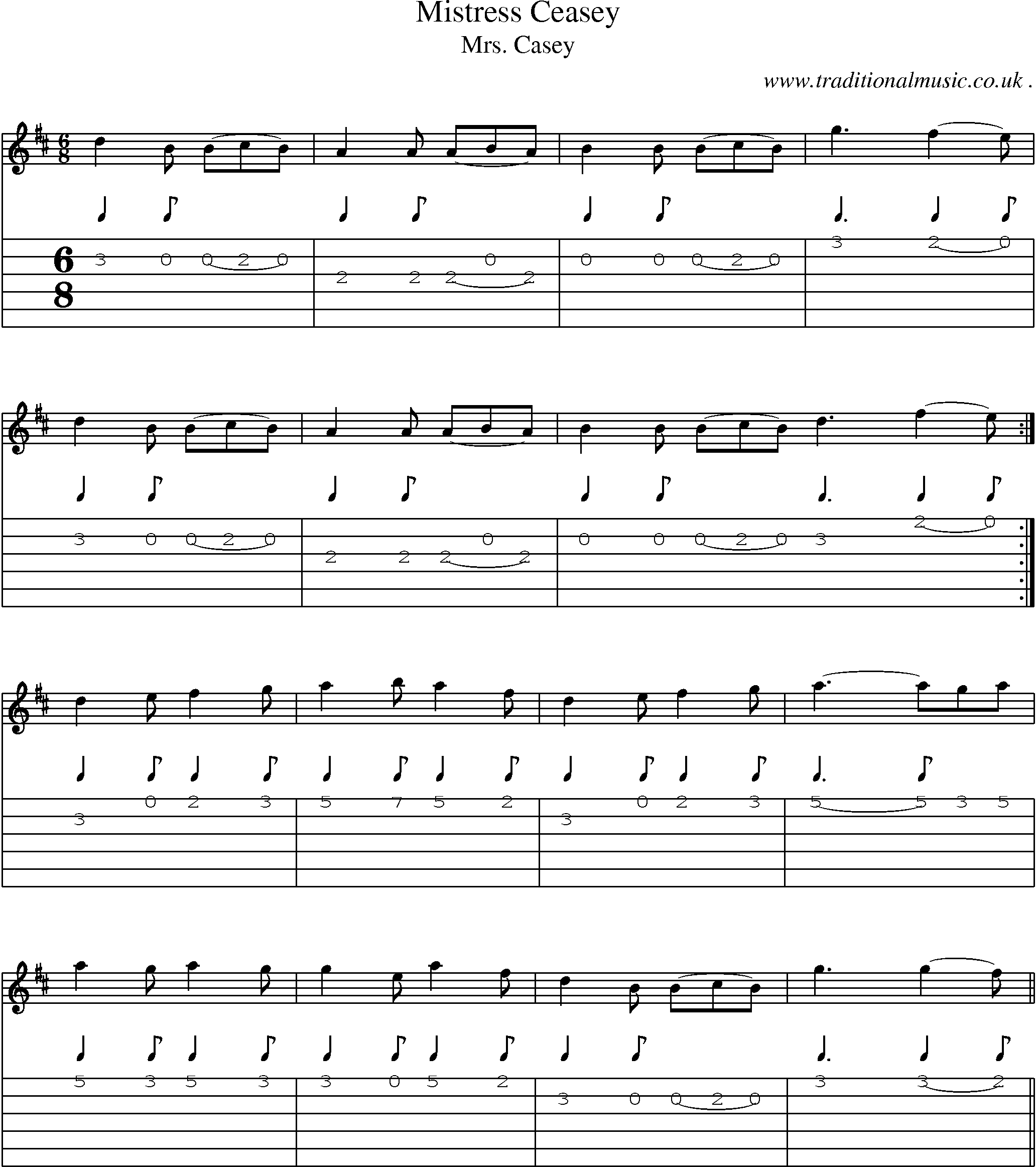 Sheet-Music and Guitar Tabs for Mistress Ceasey