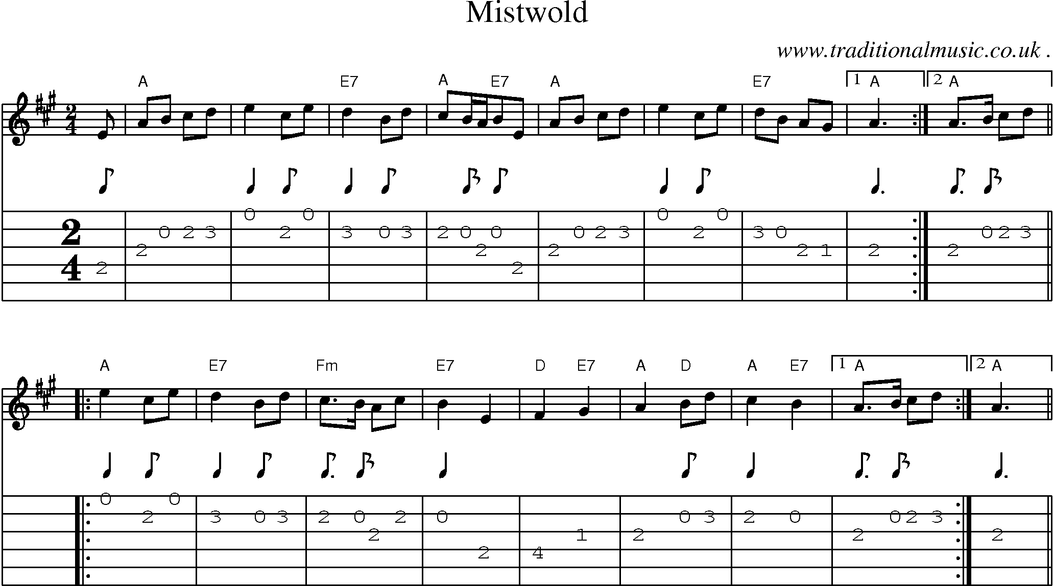 Sheet-Music and Guitar Tabs for Mistwold