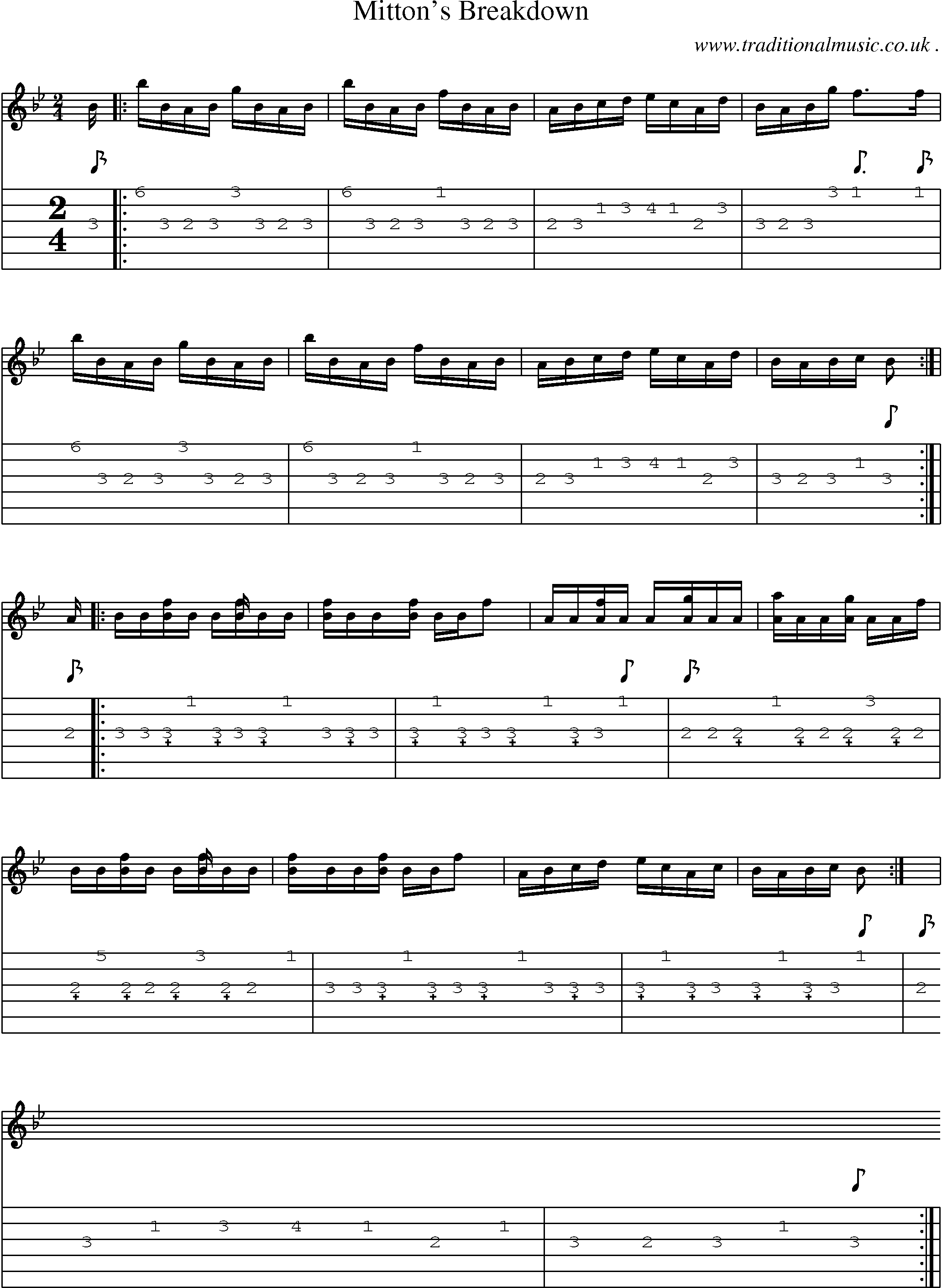 Sheet-Music and Guitar Tabs for Mittons Breakdown