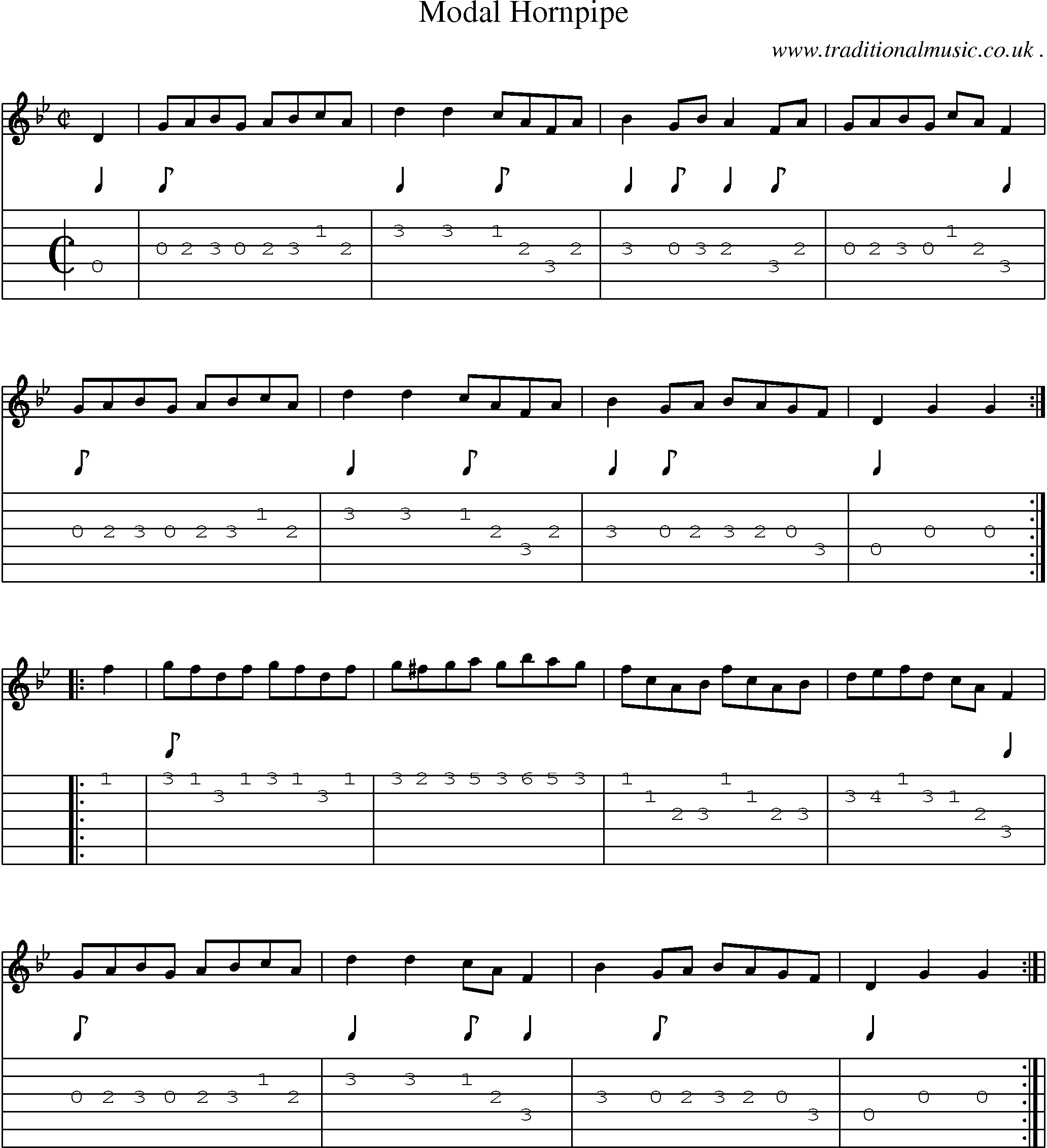 Sheet-Music and Guitar Tabs for Modal Hornpipe