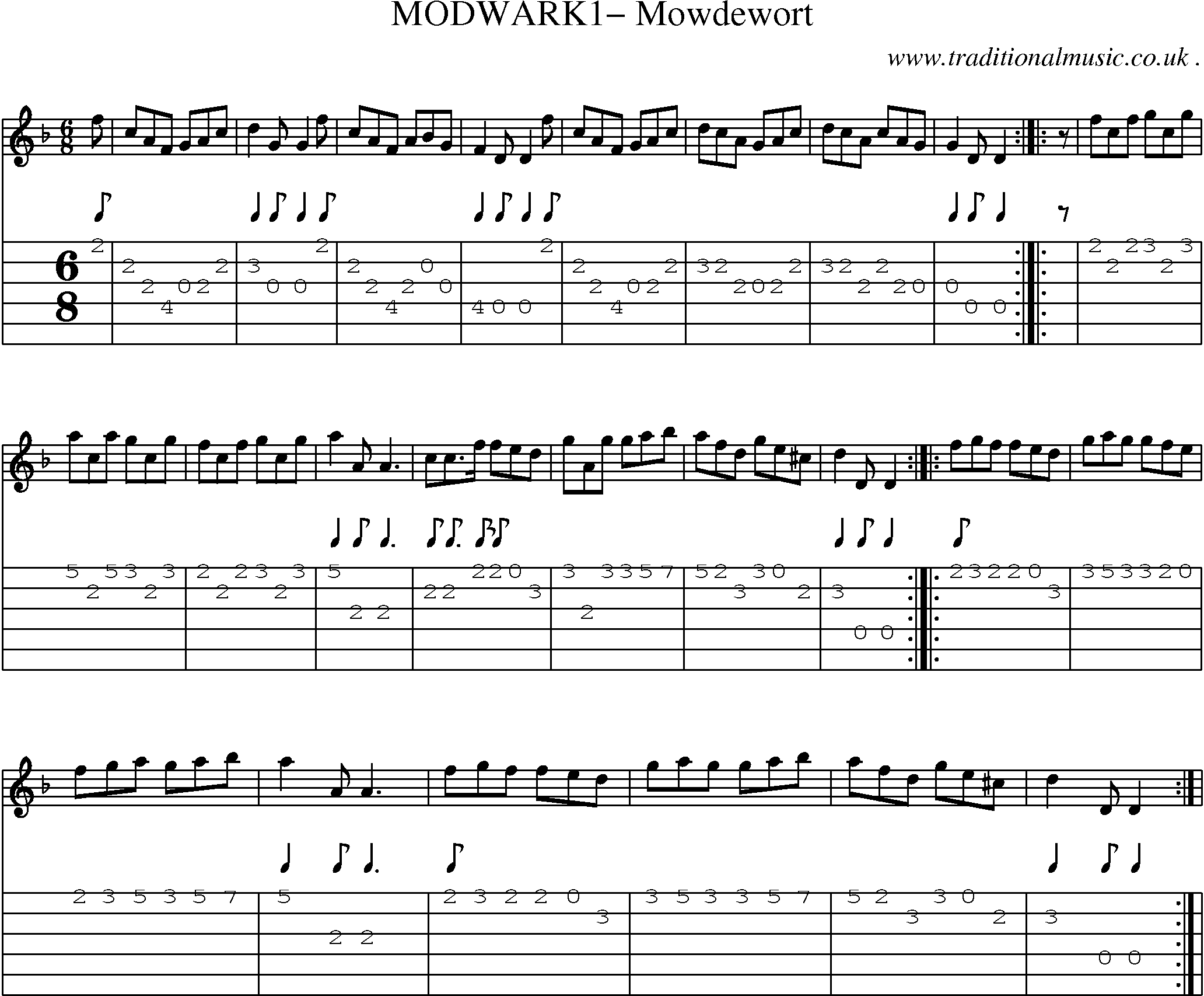 Sheet-Music and Guitar Tabs for Modwark1 Mowdewort