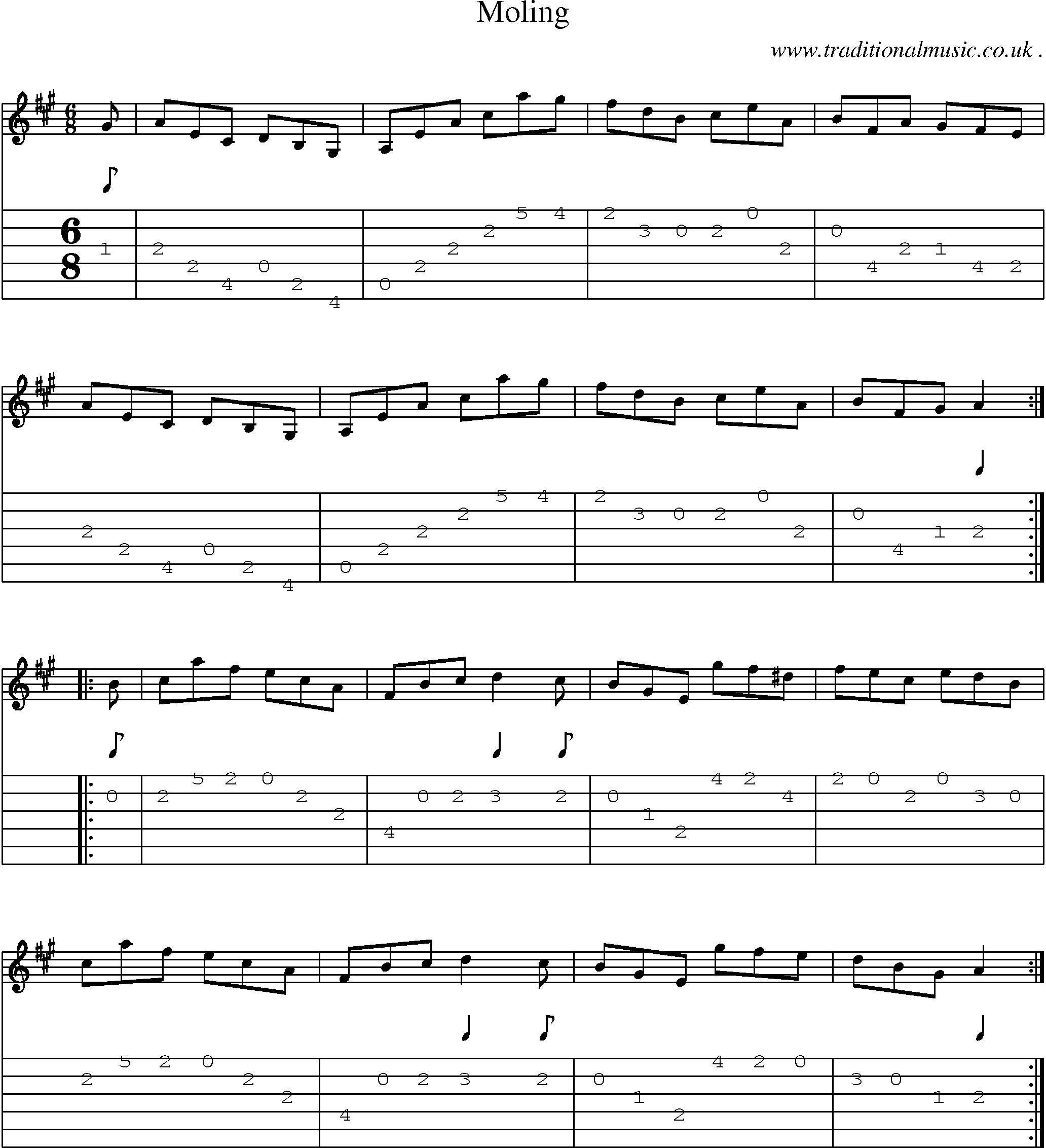 Sheet-Music and Guitar Tabs for Moling