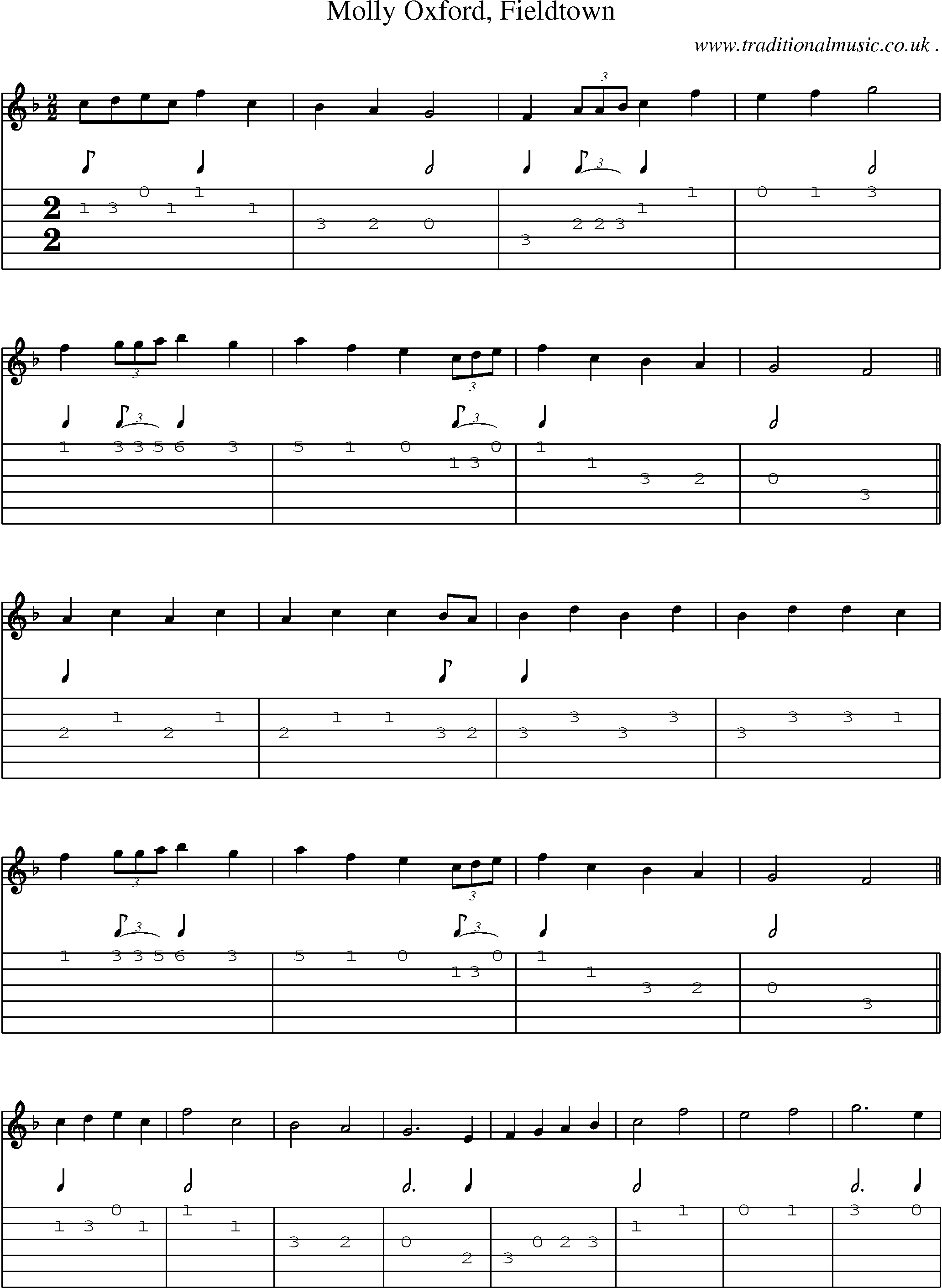 Sheet-Music and Guitar Tabs for Molly Oxford Fieldtown
